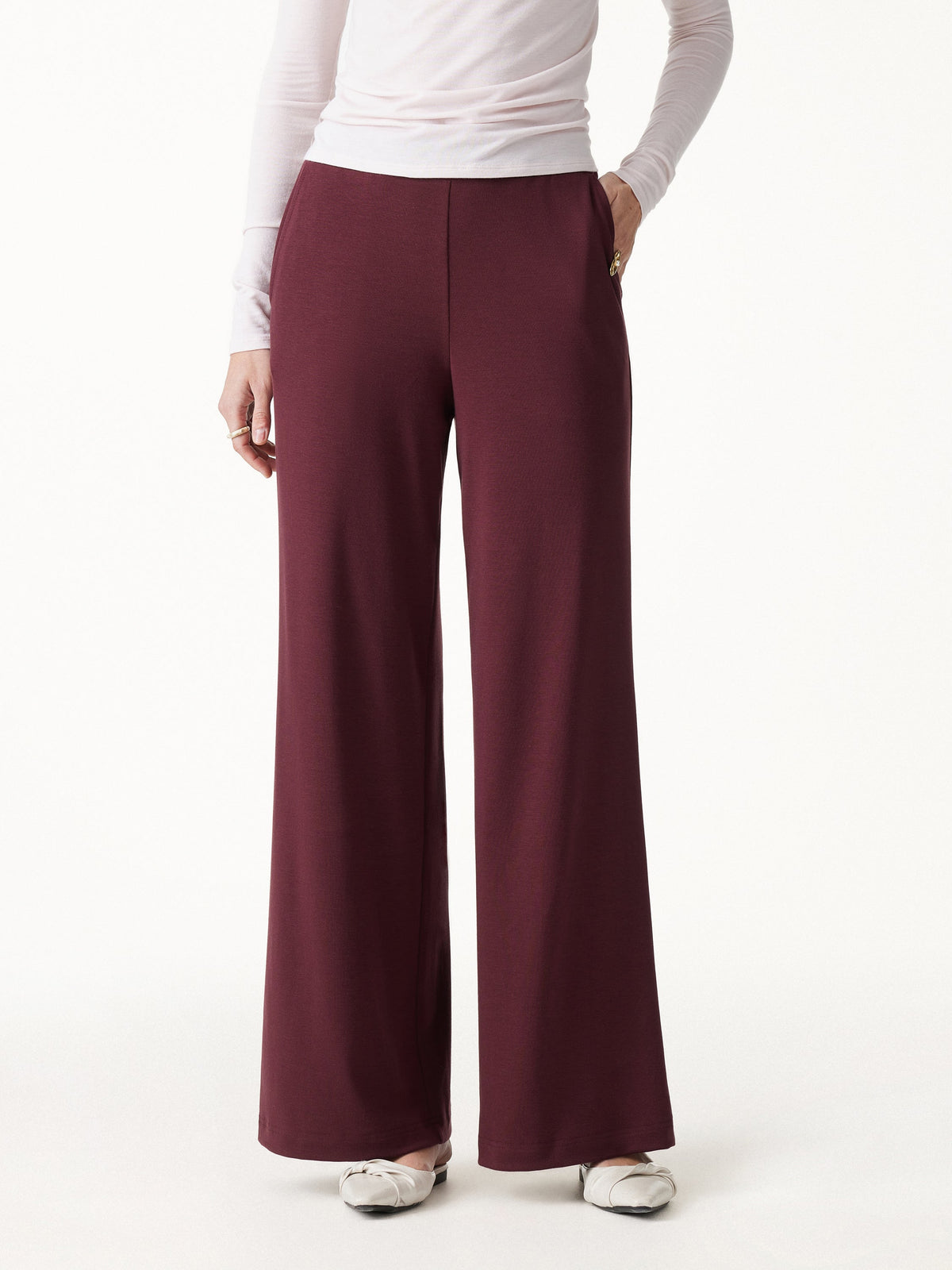 Lyocell Wool Mid Rise Wide Leg Pull-on Pant with Pockets — original photo 4