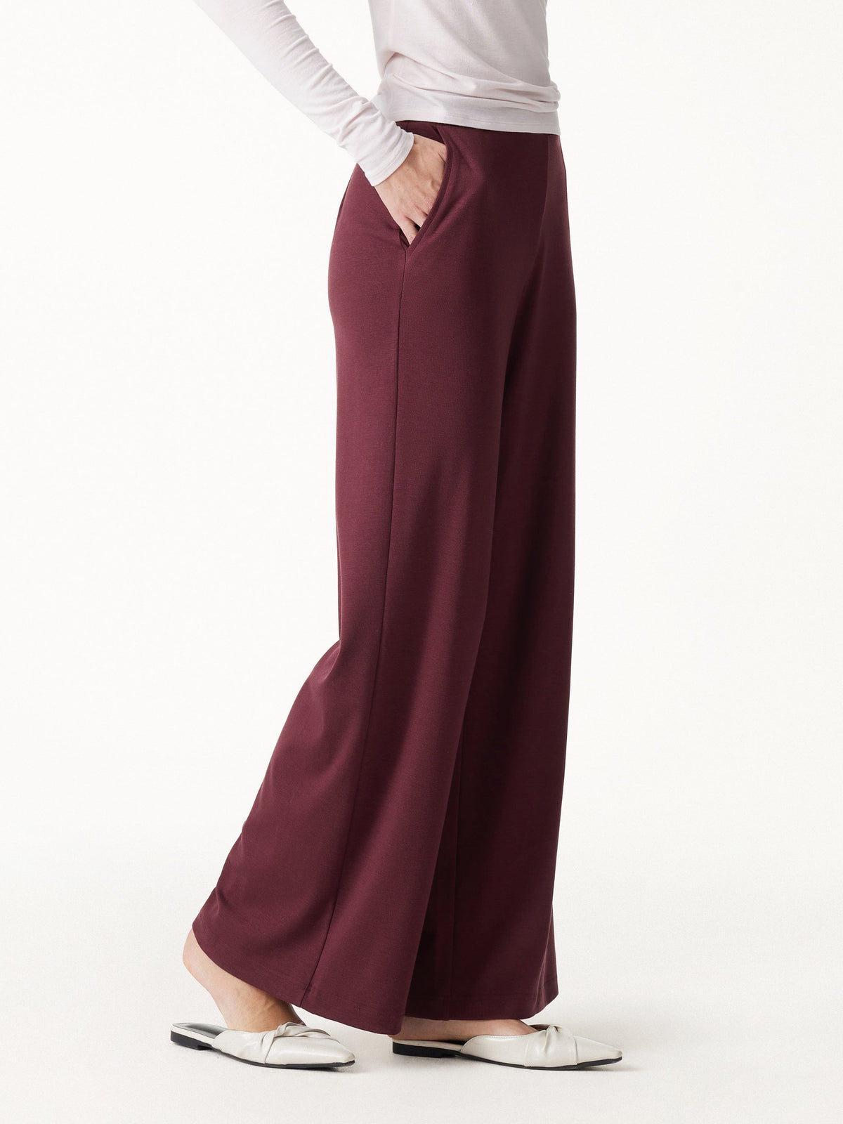 Lyocell Wool Mid Rise Wide Leg Pull-on Pant with Pockets — original photo 6
