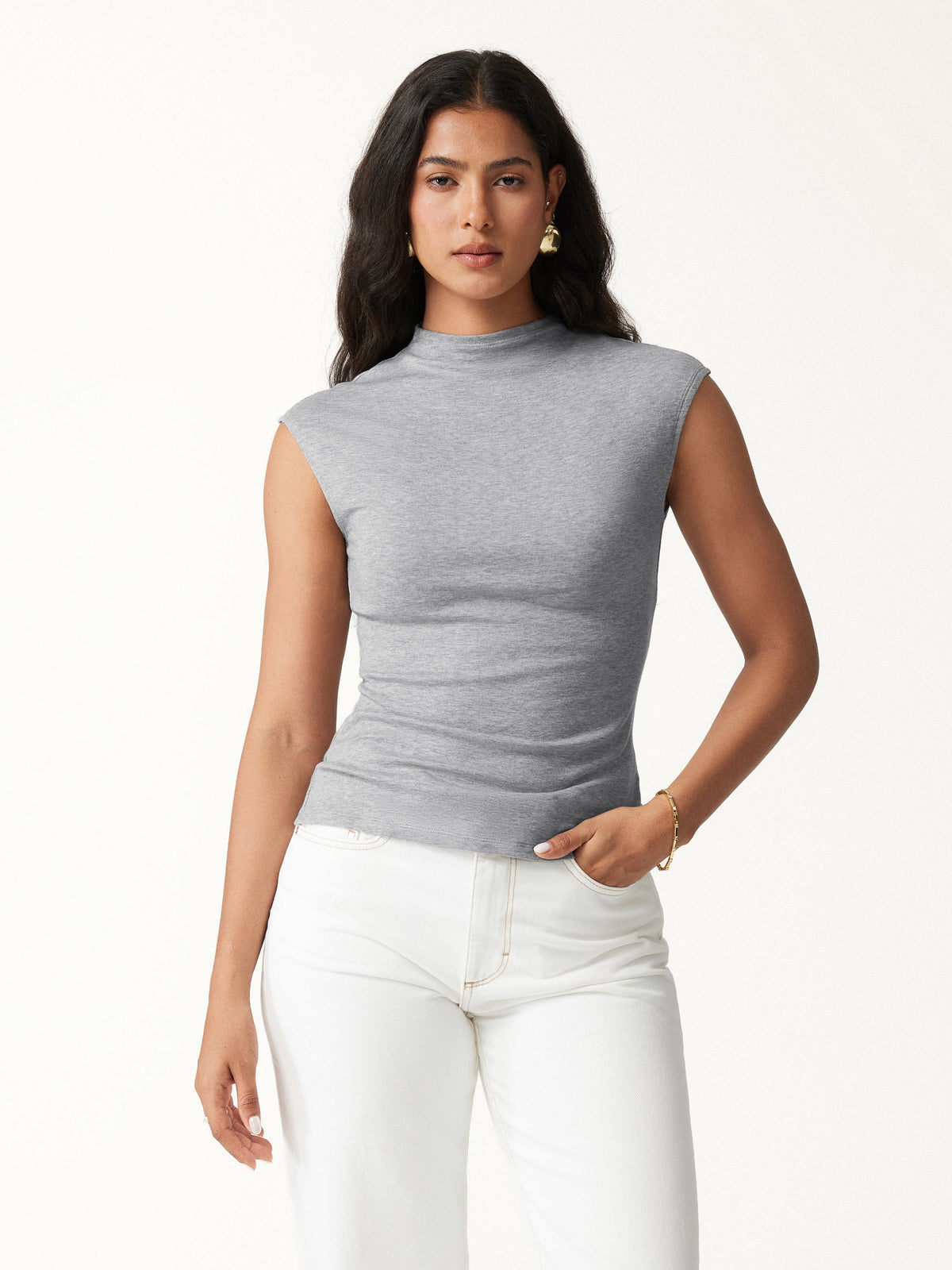 LiteWarm Lyocell-Wool Mock Neck Sleeveless Top — original photo 4