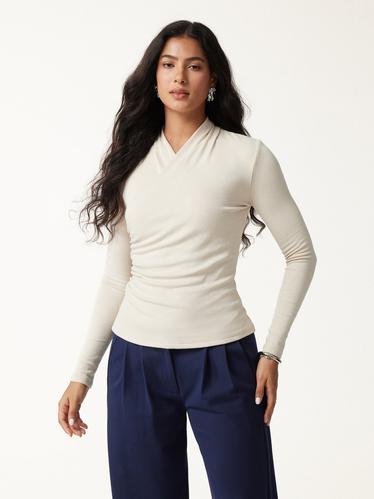 LiteWarm Surplice Long Sleeve Ruched Top — original photo 11