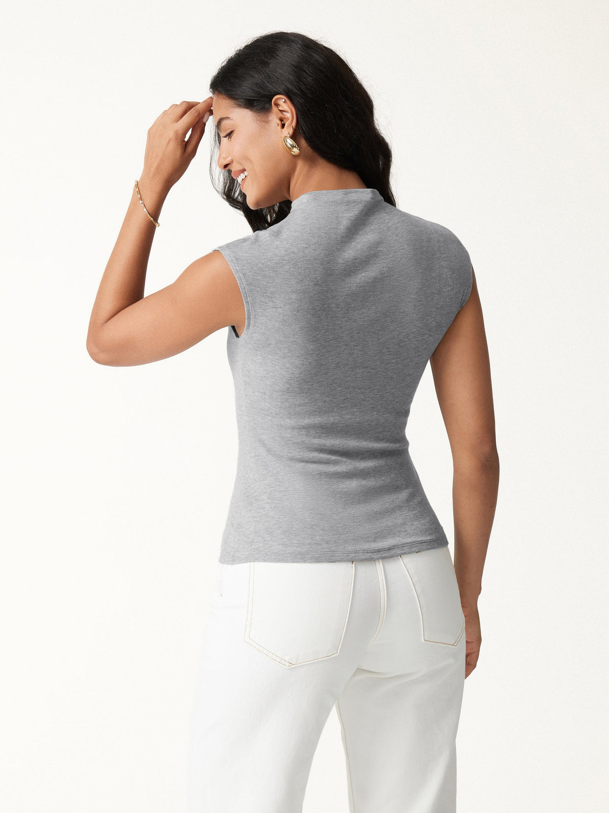LiteWarm Lyocell-Wool Mock Neck Sleeveless Top — original photo 6