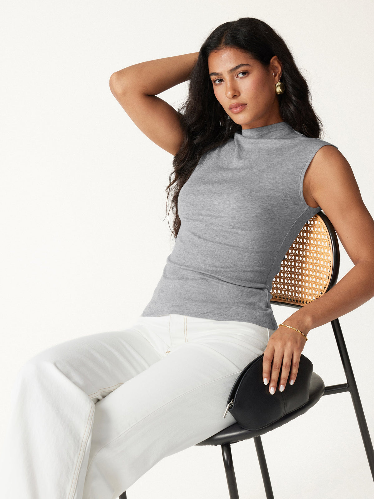 LiteWarm Lyocell-Wool Mock Neck Sleeveless Top — original photo 3