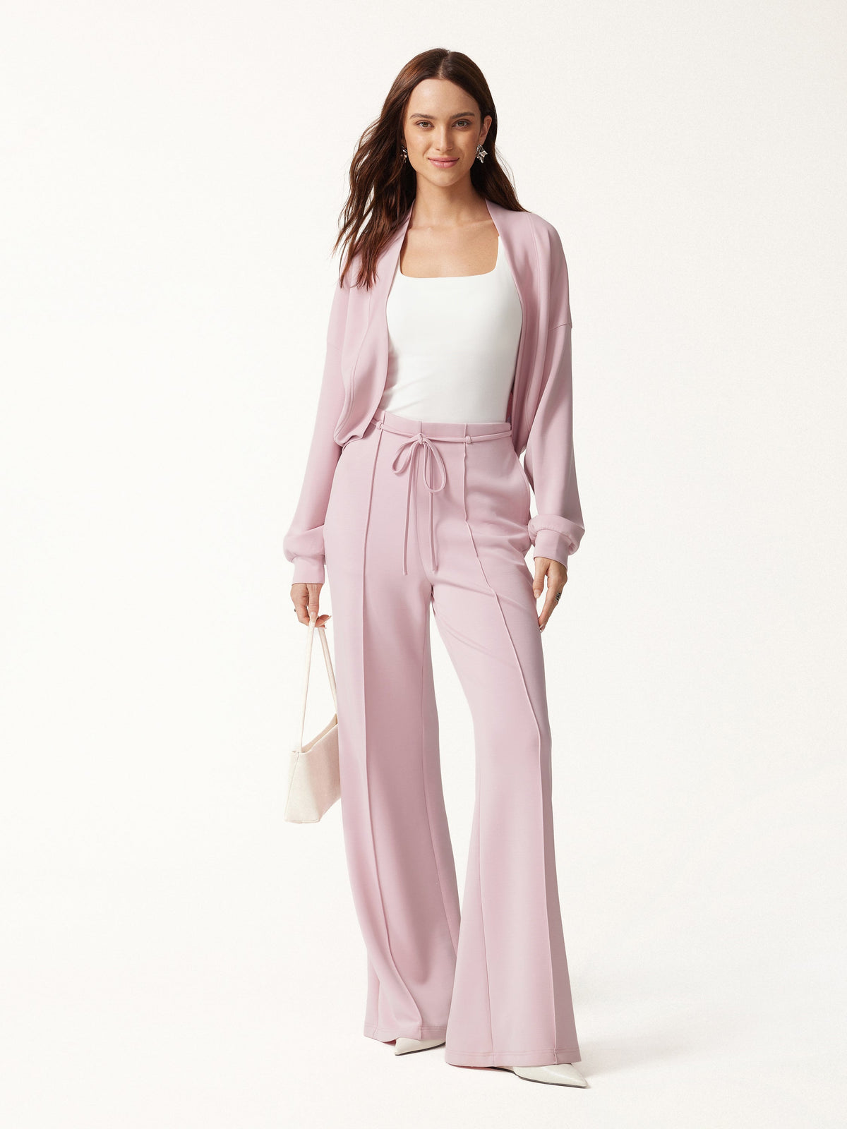 Lyocell Spacer Knit Long Sleeve Drop-Shoulder Shrug Cardigan — original photo 2