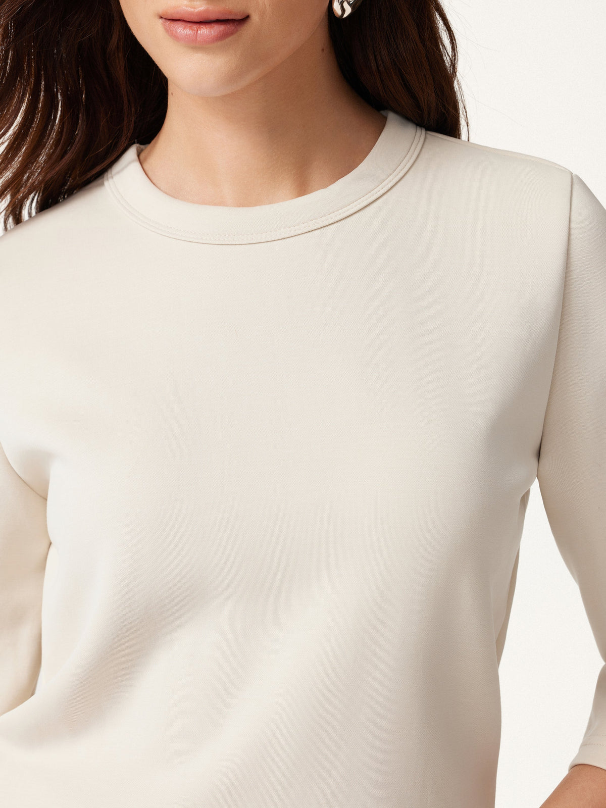 Sandwashed Spacer Crewneck 3/4 Sleeve Top — original photo 6