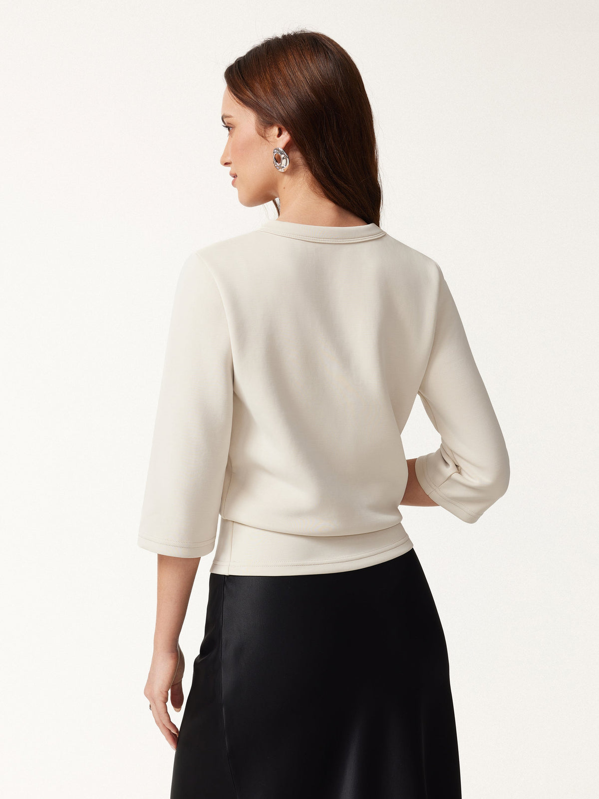 Sandwashed Spacer Crewneck 3/4 Sleeve Top — original photo 5