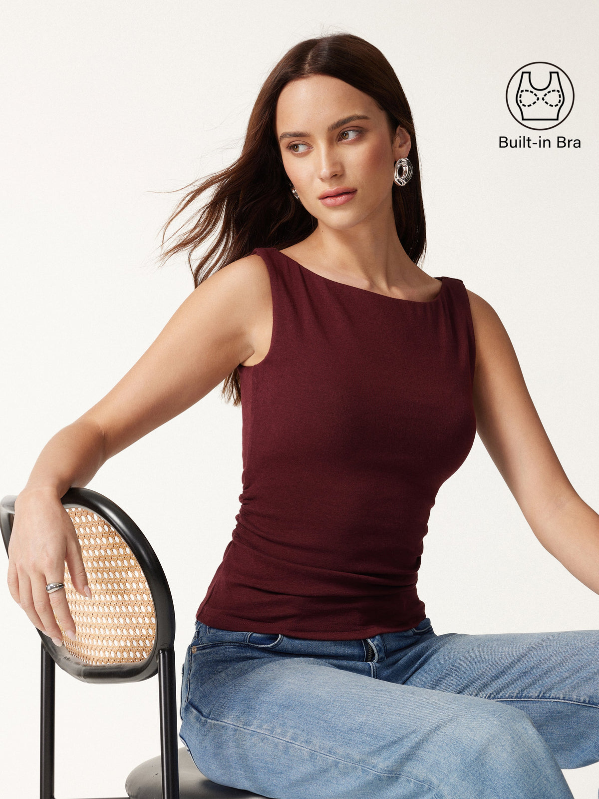LiteWarm Boat Neck Built-In Bra Tank Top — original photo 4