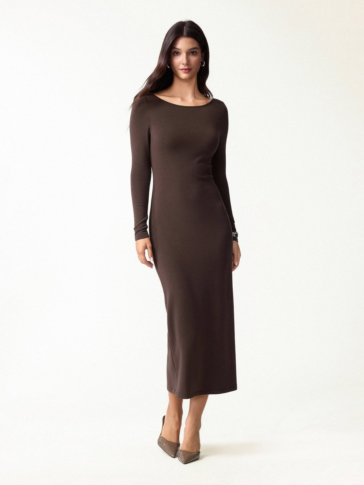 ProWarm Boatneck Open-Back Midi Built-In Bra Dress — original photo 3