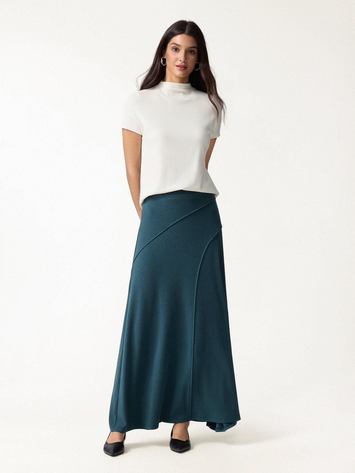 LiteWarm Drapey A-Line Midi Skirt — original photo 2