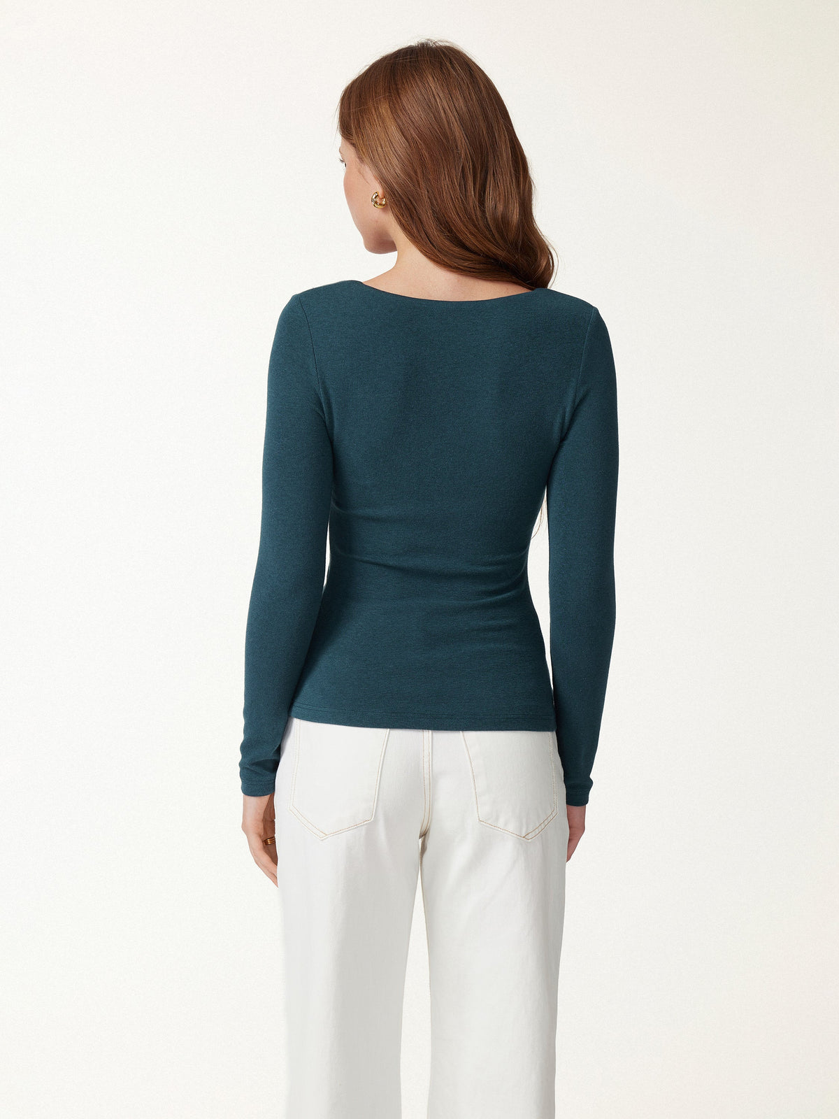 LiteWarm Diamond Neck Long Sleeve Built-In Bra Top — original photo 9