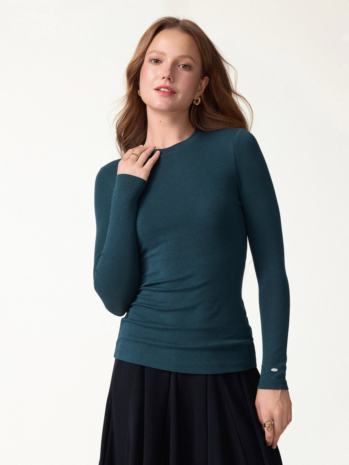 LiteWarm Crewneck Long Sleeve Built-In Bra Top — original photo 1