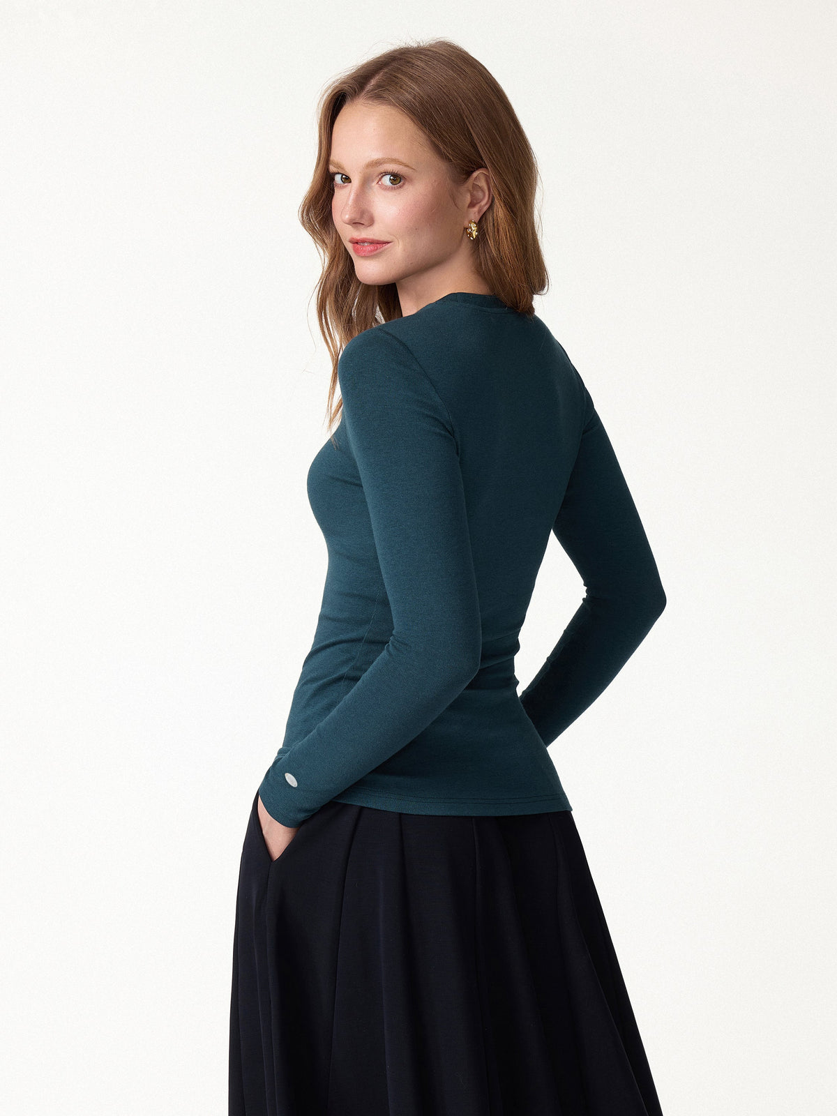 LiteWarm Crewneck Long Sleeve Built-In Bra Top — original photo 5
