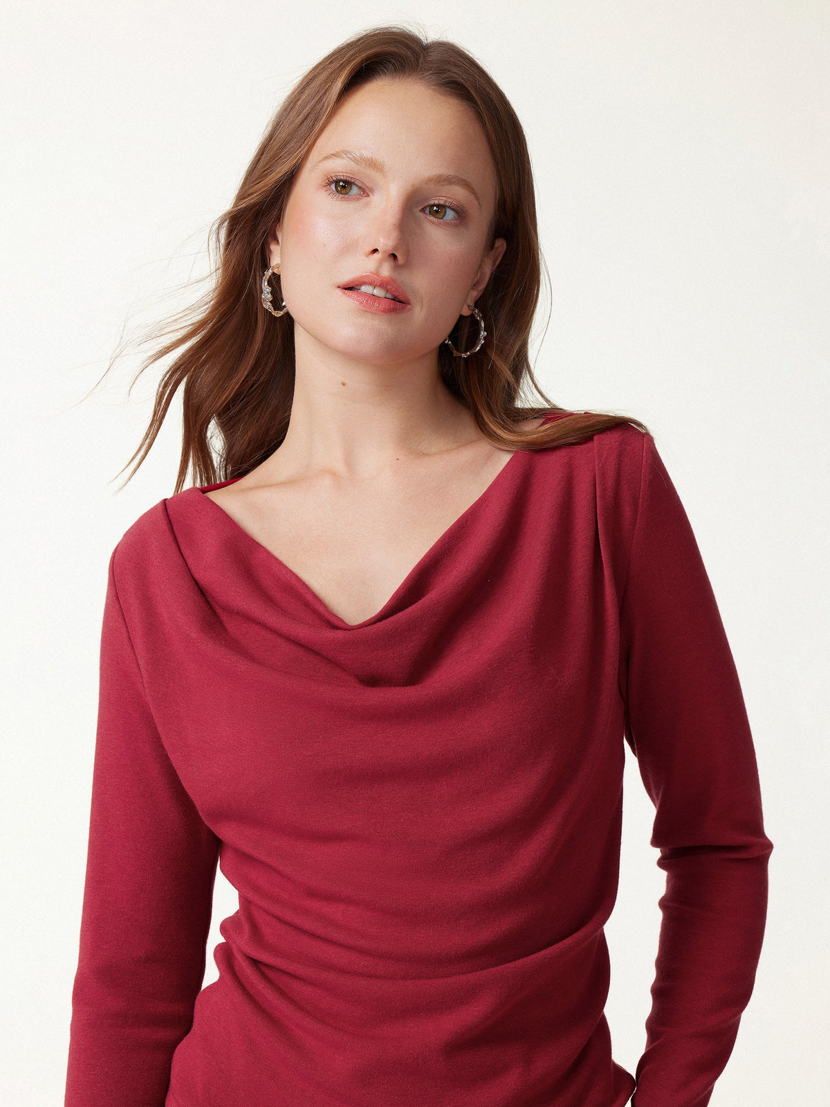 LiteWarm Cowl Neck Long Sleeve Draped Top — original photo 6