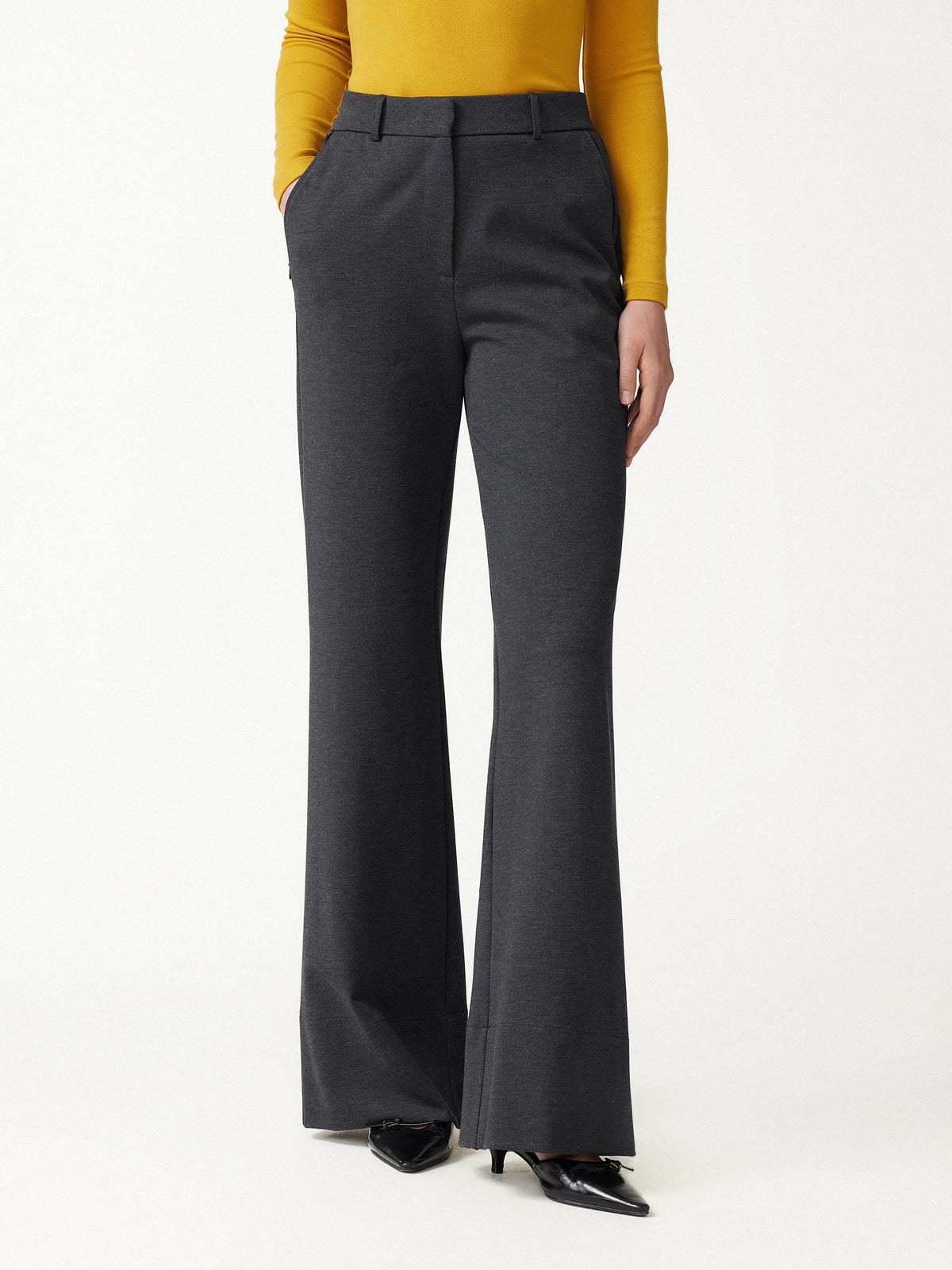 Ponte Mid-Rise Wide-Leg Pants with Pockets — original photo 3