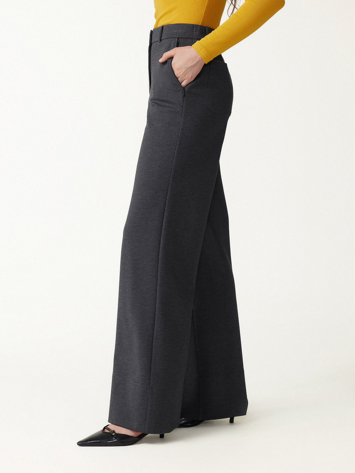 Ponte Mid-Rise Wide-Leg Pants with Pockets — original photo 4