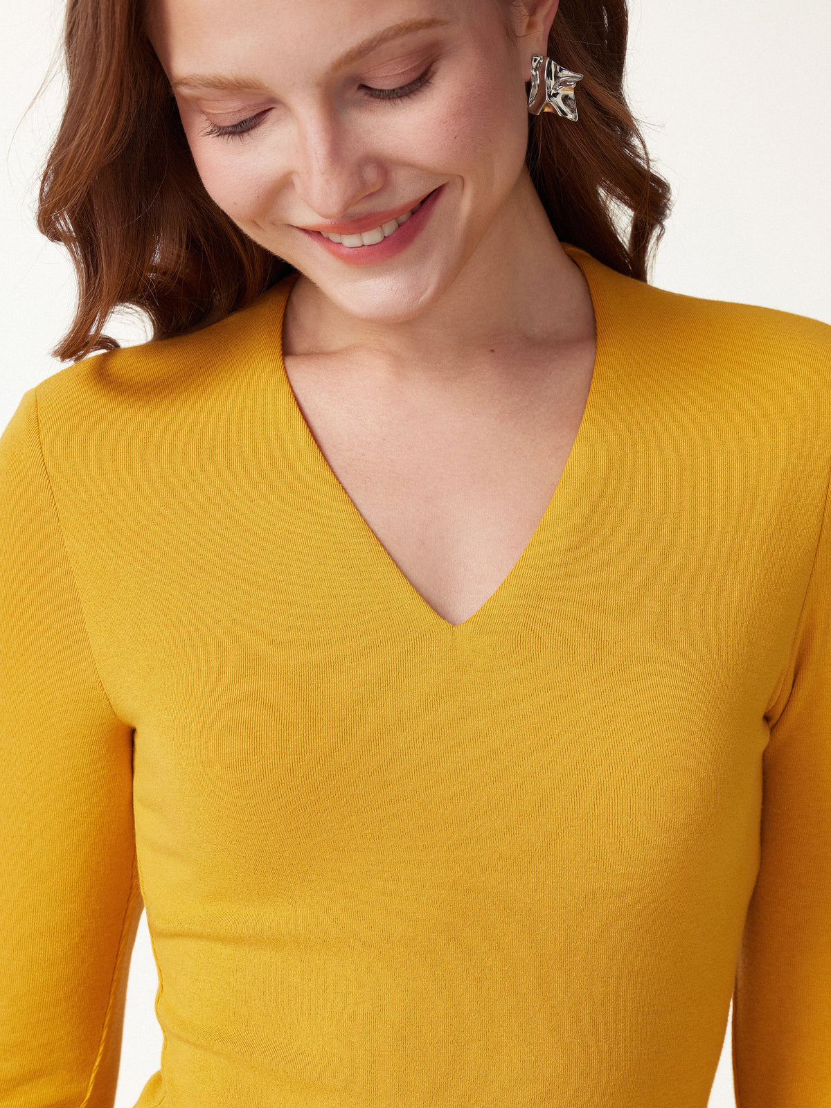 LiteWarm V-Neck Long Sleeve Built-In Bra Top — original photo 6