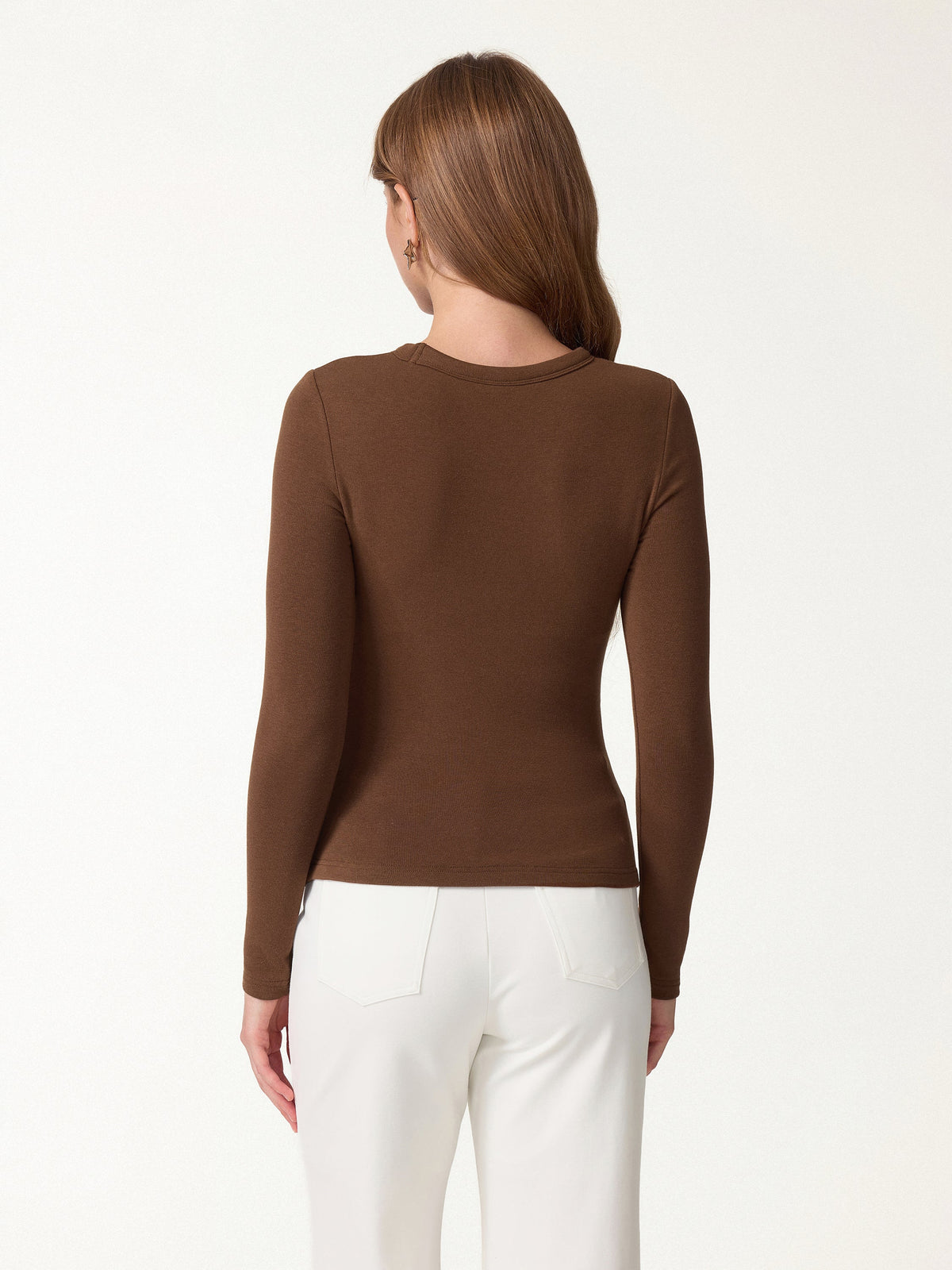 ProWarm Roundneck Long Sleeve Ruched Built-In Bra Top — original photo 5