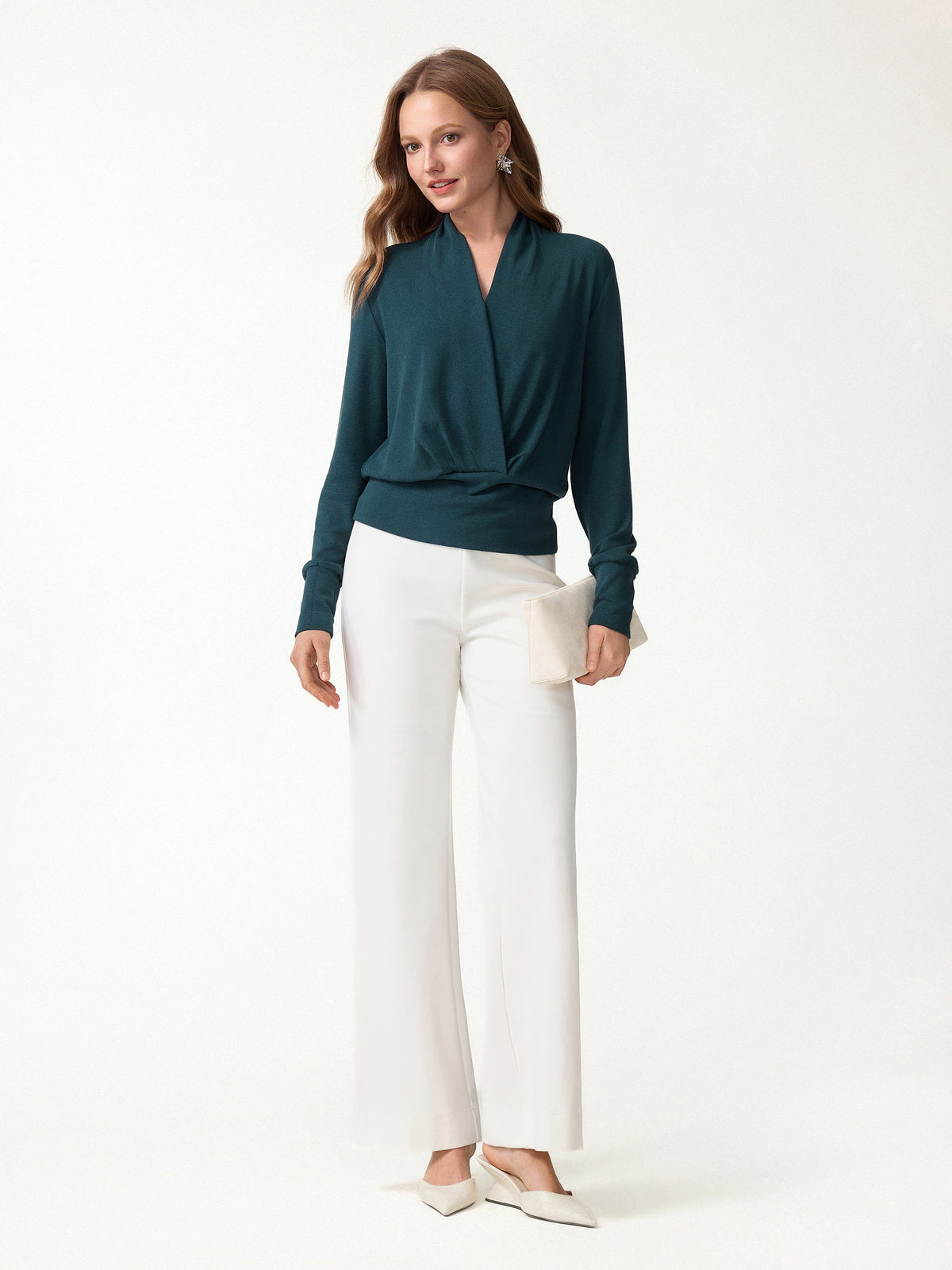 LiteWarm Surplice Long Sleeve Banded Hem Top — original photo 2
