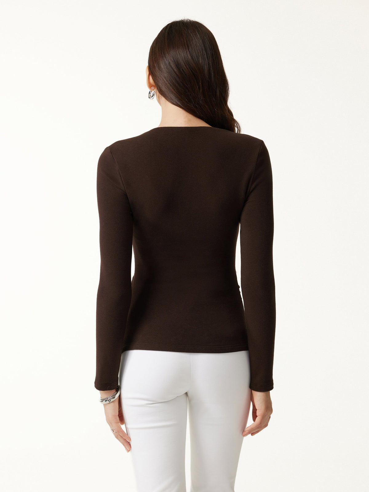 ProWarm Trapeze Neck Long Sleeve Ruched Built-In Bra Top — original photo 4