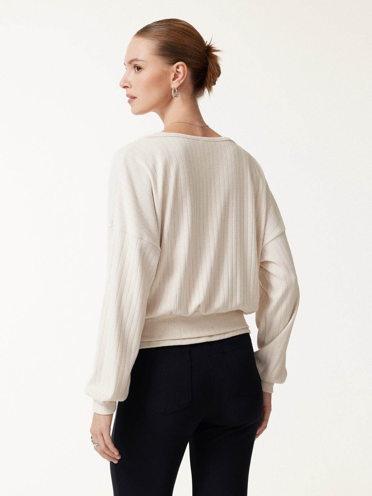 MaxWarm Wide Ribbed Crossover Long Sleeve Banded Hem Top — original photo 5