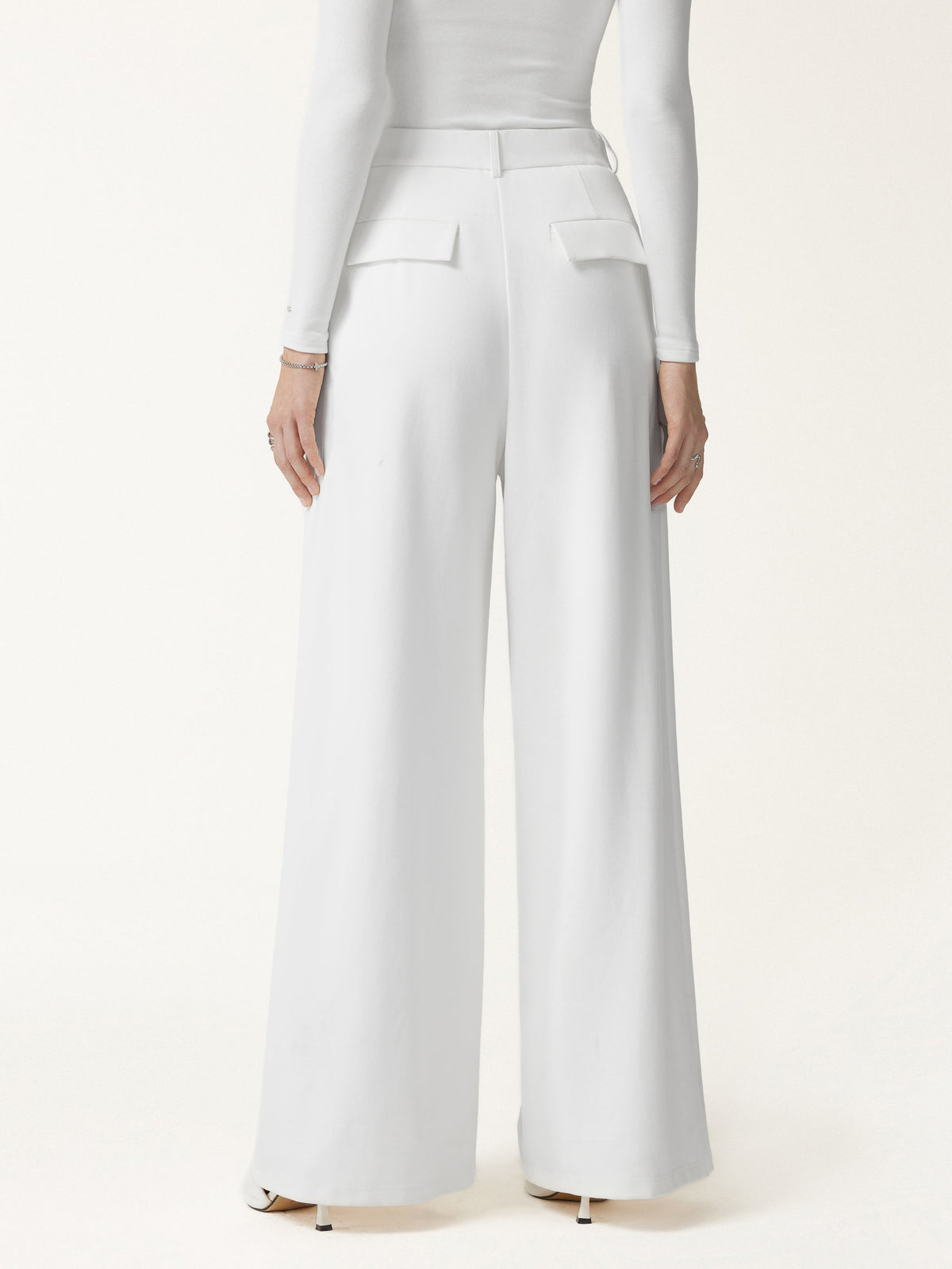 Not-See-Thru High-Rise Wide-Leg Pants with Pockets — original photo 4