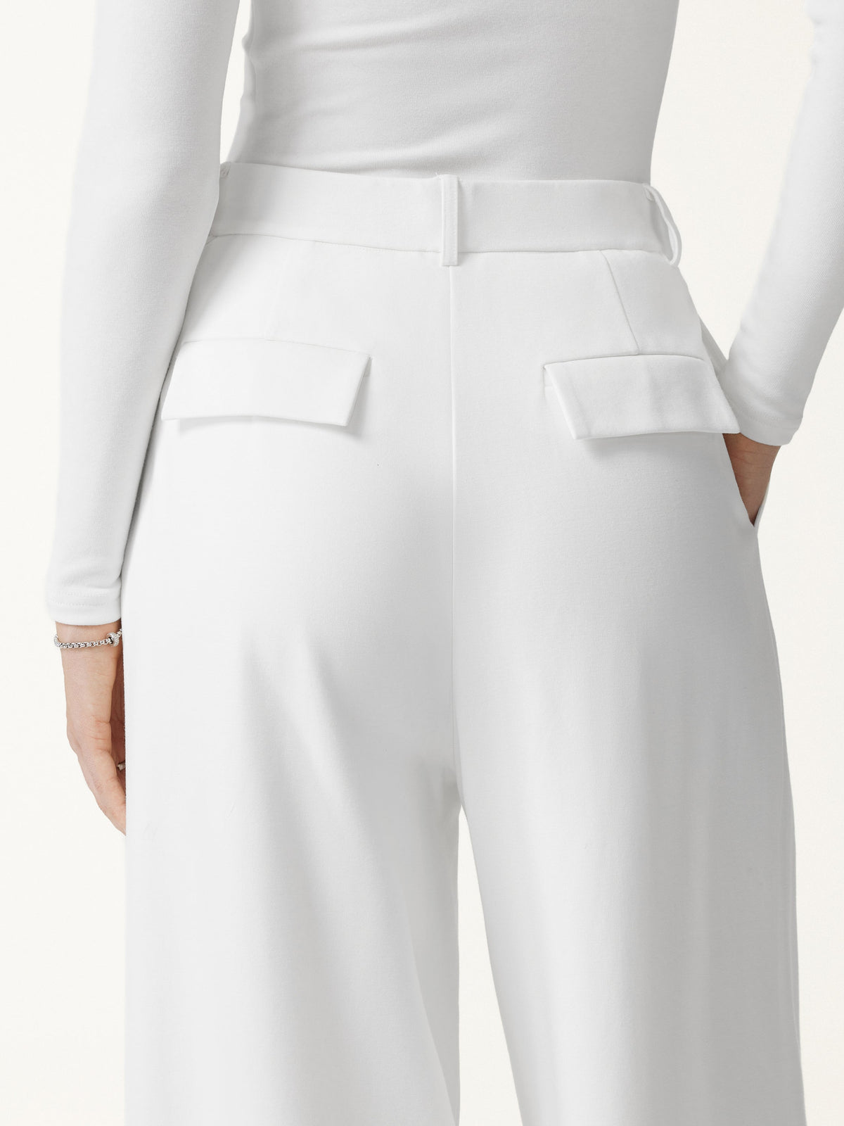 Not-See-Thru High-Rise Wide-Leg Pants with Pockets — original photo 5