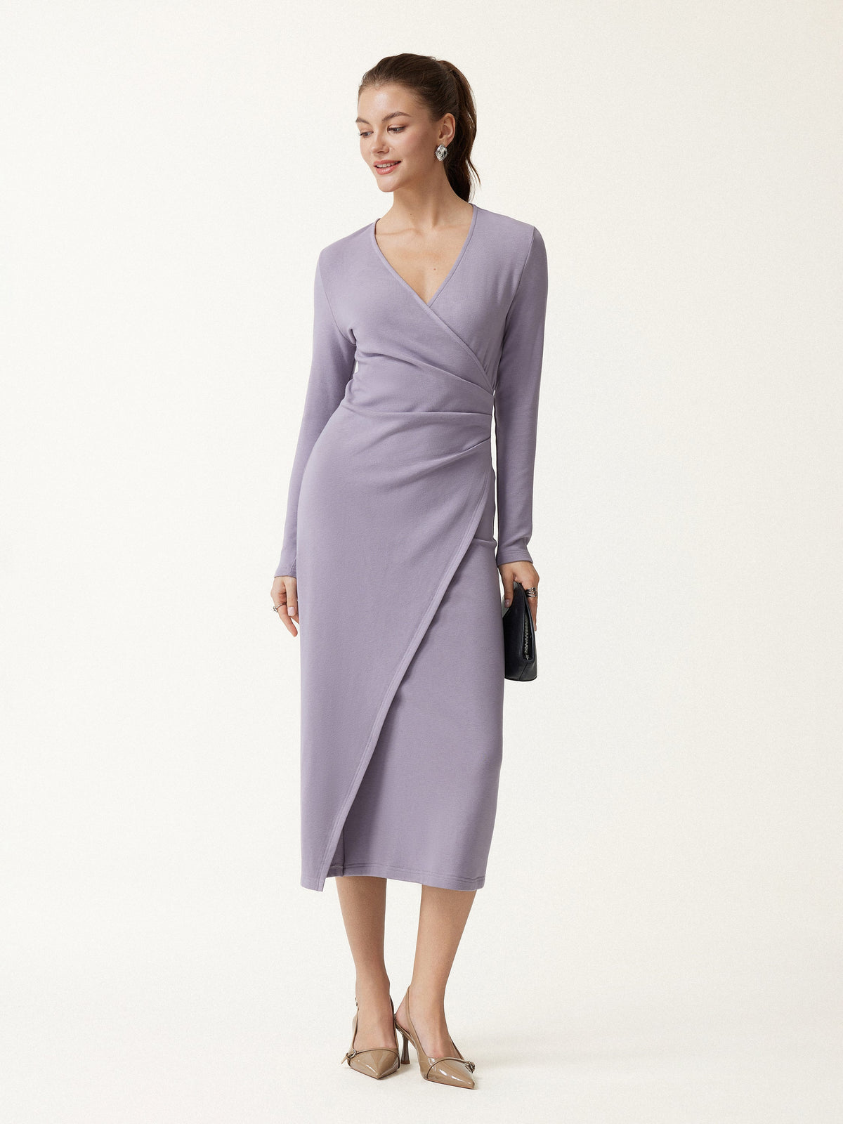 ProWarm Surplice Long Sleeve Tucked Dress — original photo 1