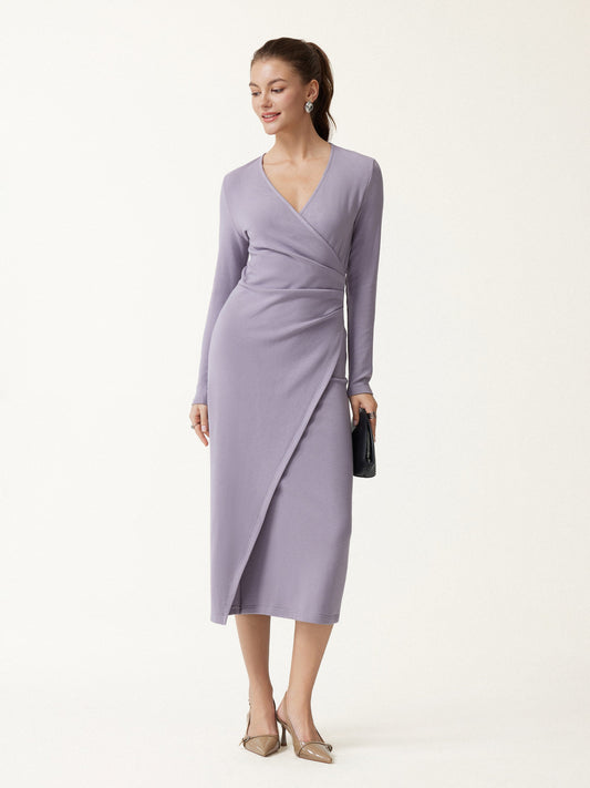 ProWarm Surplice Long Sleeve Tucked Dress — original photo 1