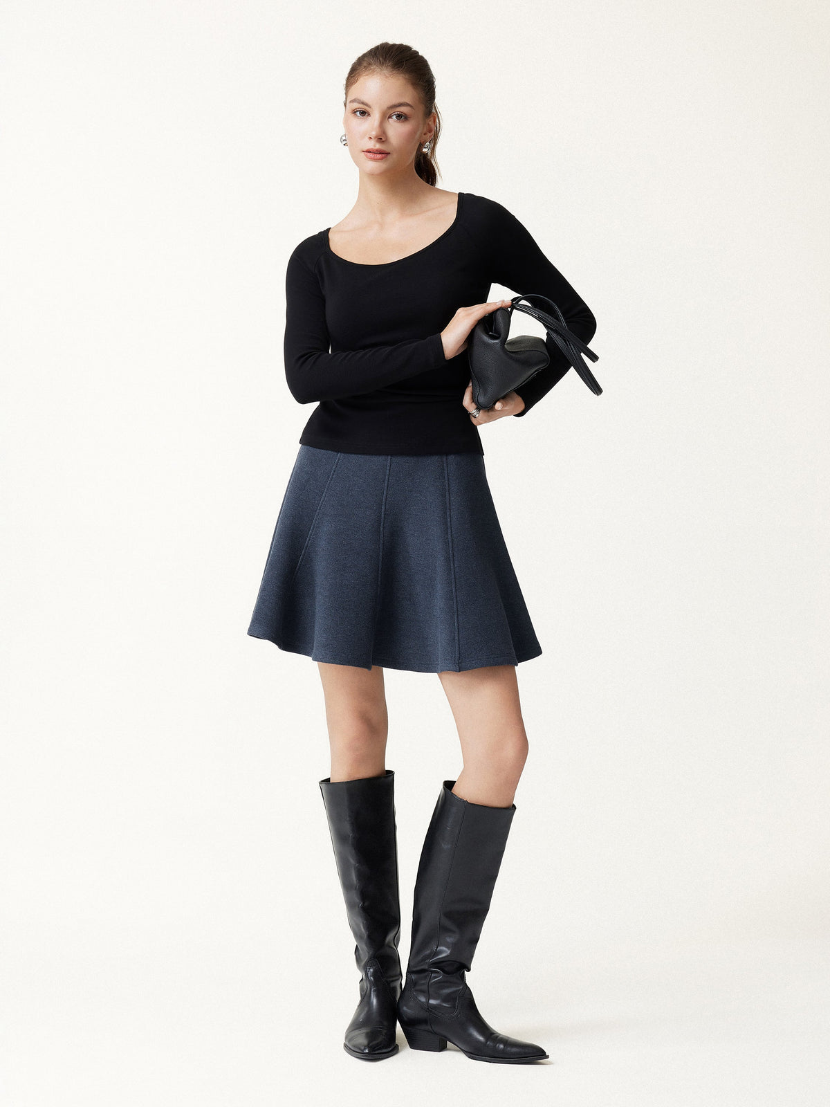 High Waisted Flare Hem Mini Skirt — original photo 2