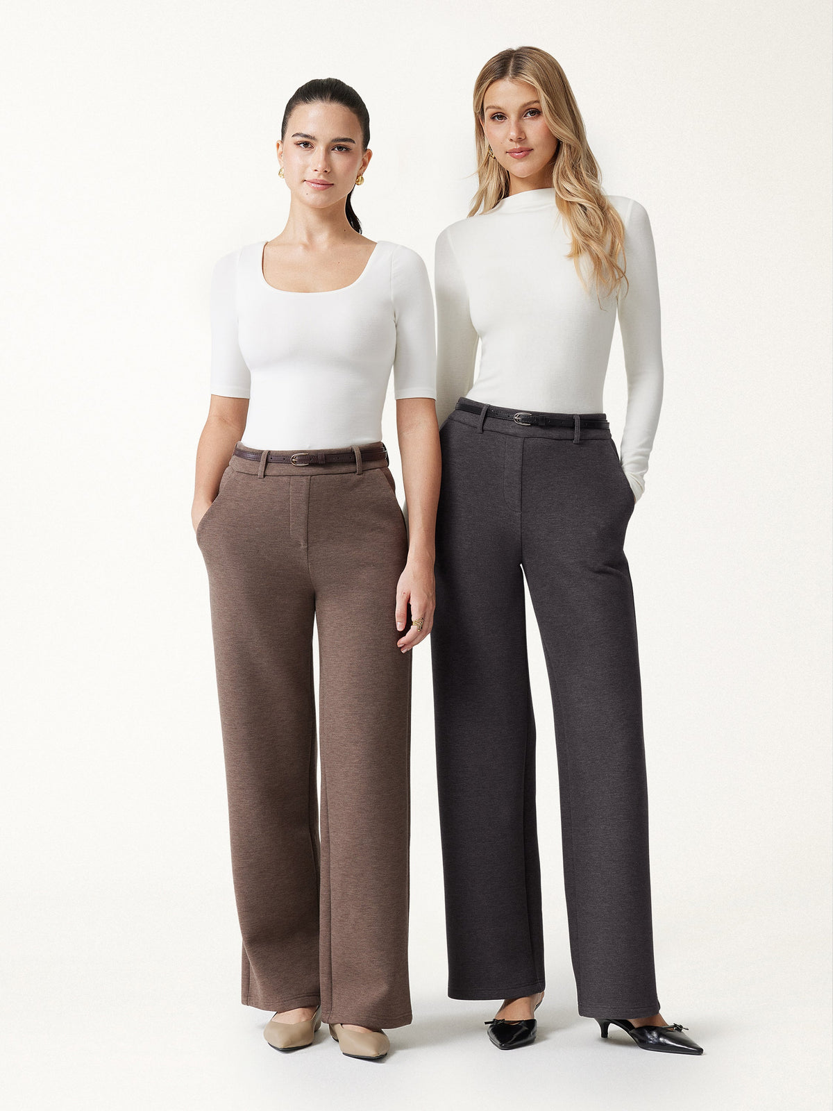 FuzzLuxe Mid-Rise Straight-Leg Pants with Pockets — original photo 2
