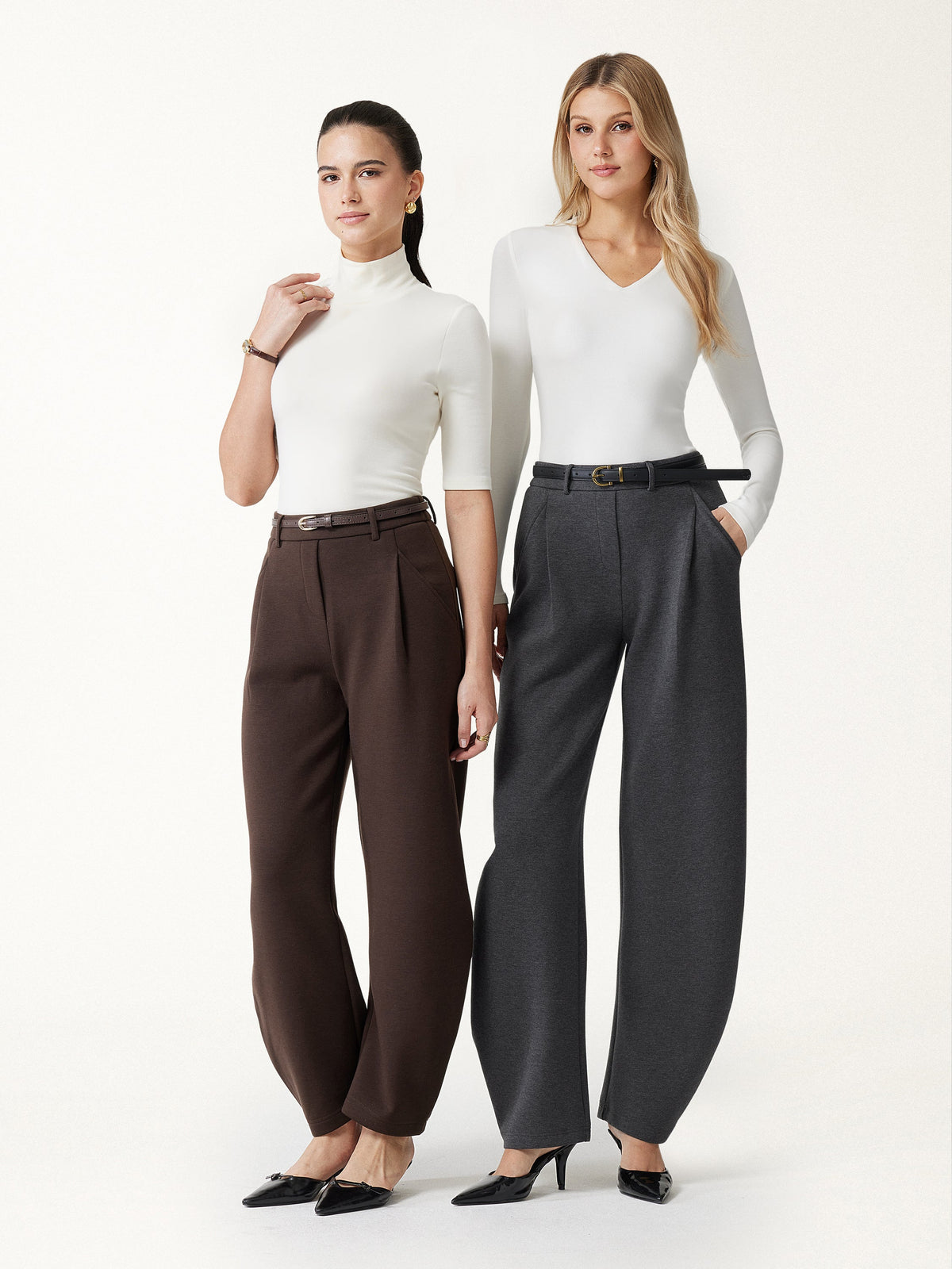 Cozy Knit Mid Rise Barrel Leg Pull-on Pants — original photo 2