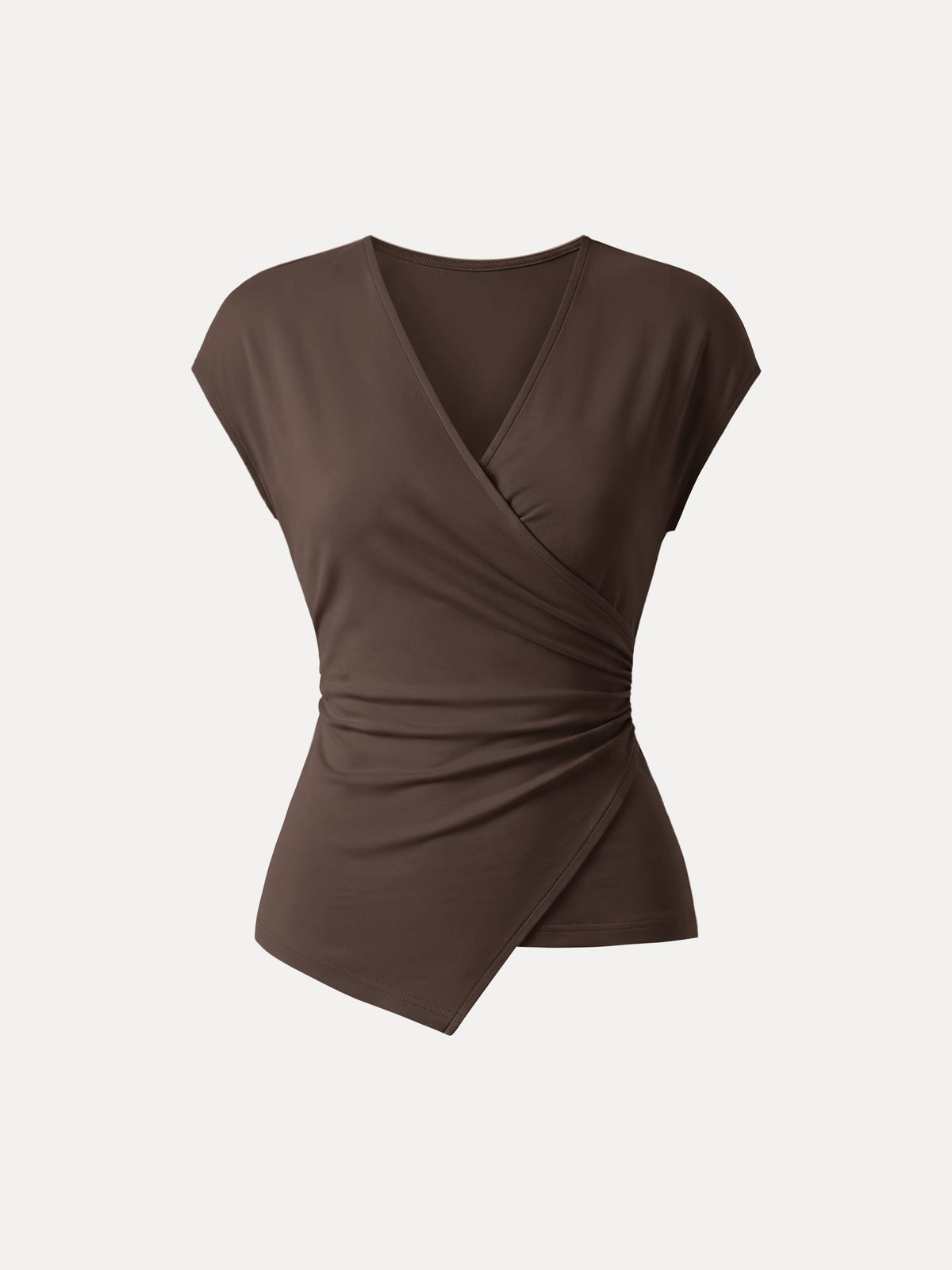 Lyocell Wool Surplice Cap Sleeve Asymmetrical Top — original photo 10