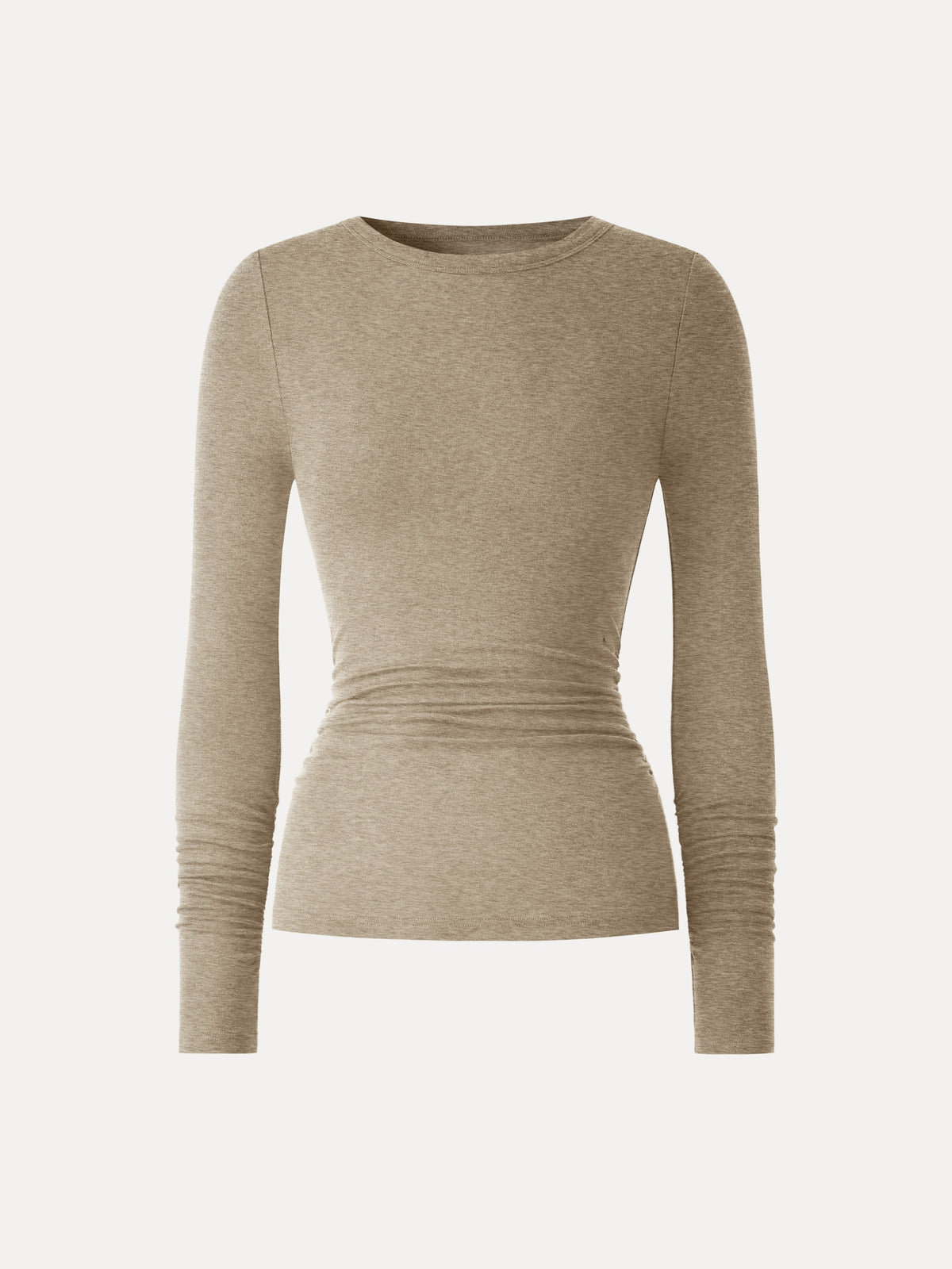 LiteWarm Lyocell-Wool Round Neck Long Sleeve Ruched Top — original photo 7