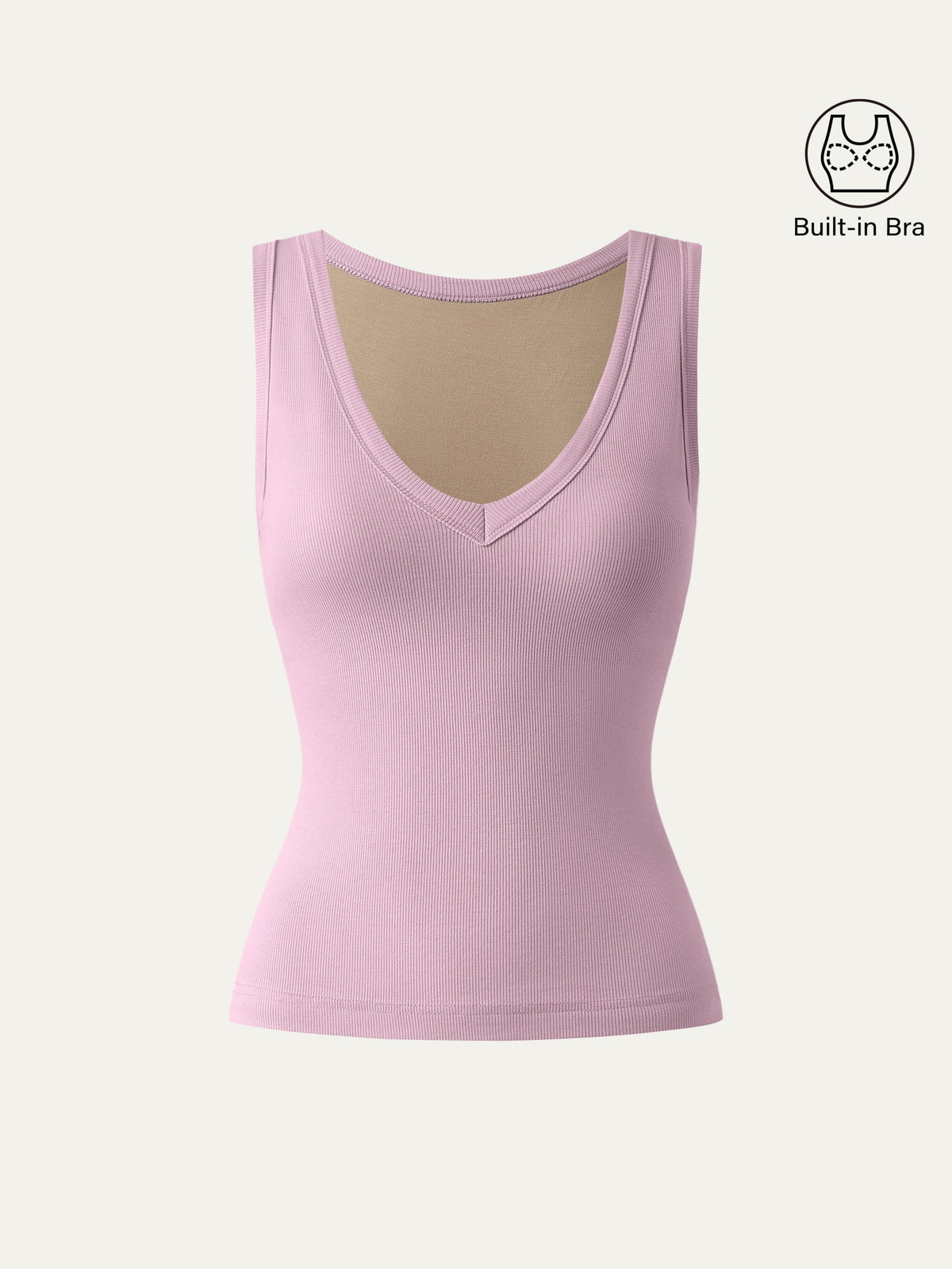 Stretchy V-neck Cotton Built-In Bra Tank — original photo 16