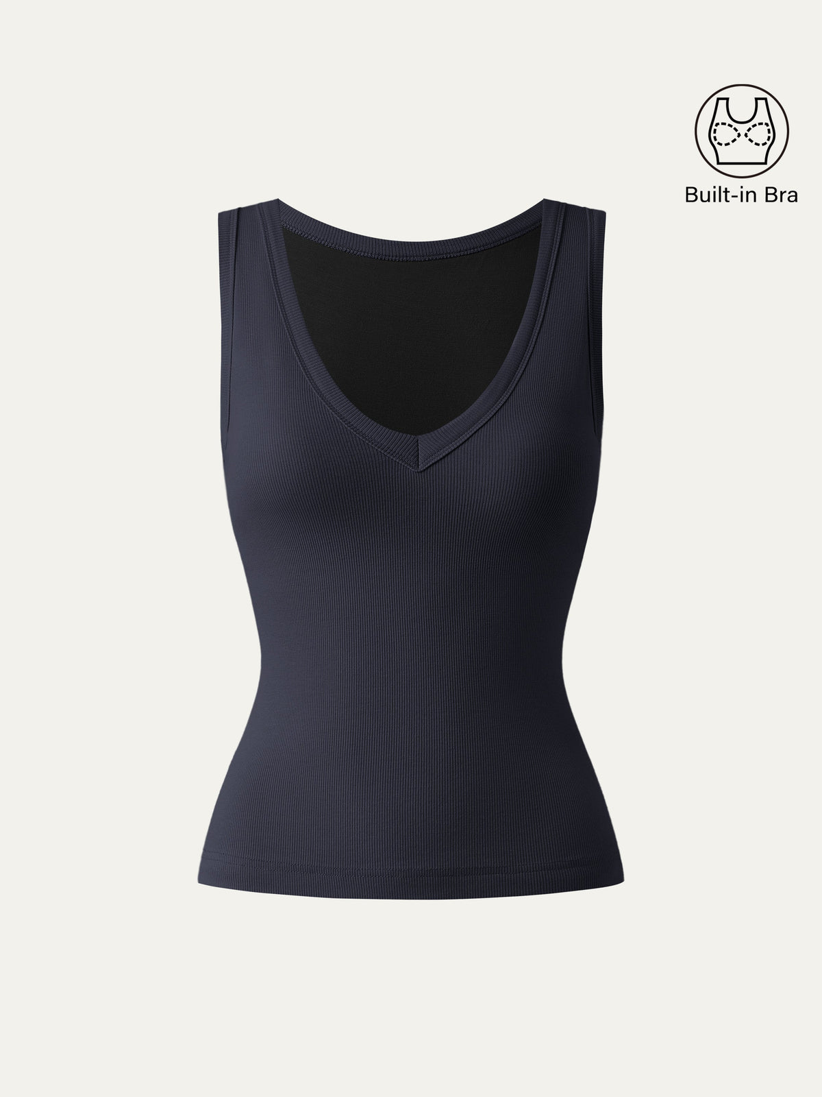 Stretchy V-neck Cotton Built-In Bra Tank — original photo 14