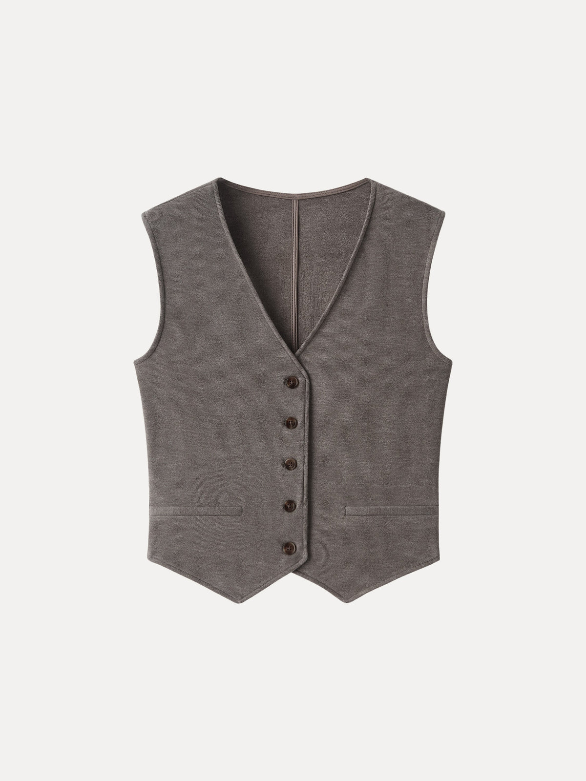 Petite-Friendly V-Neck Sleeveless Button-Down Cropped Vest — original photo 12