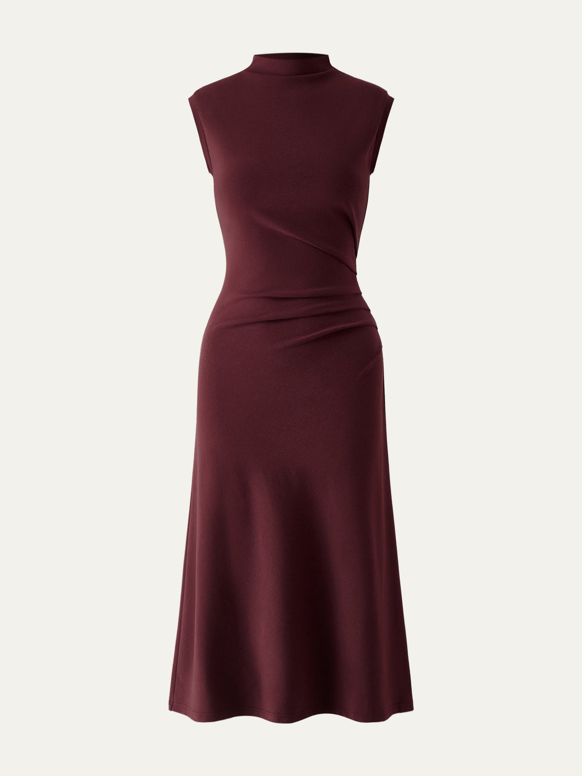 Mockneck Tucks Midi Dress — original photo 8