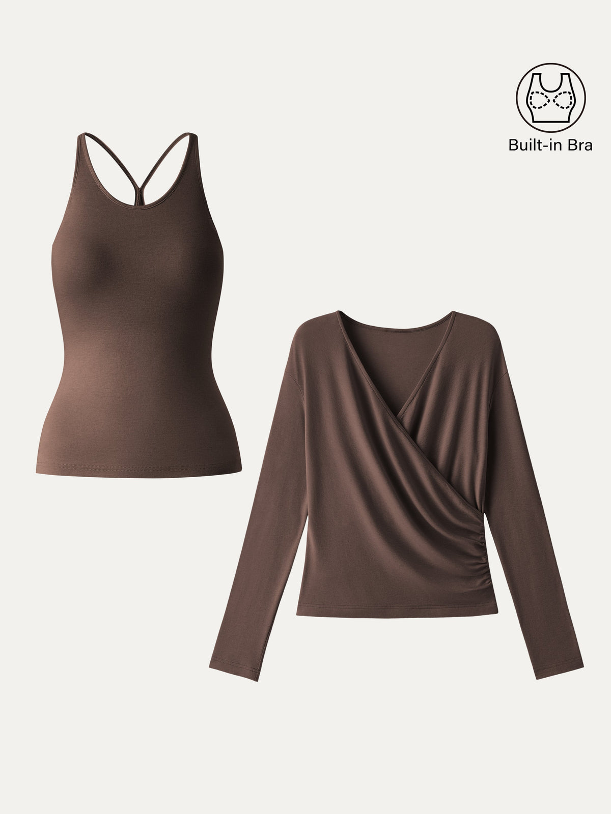 LiteWarm Two-Piece Set Cami with Surplice Ruched Built-In Bra Top — original photo 12