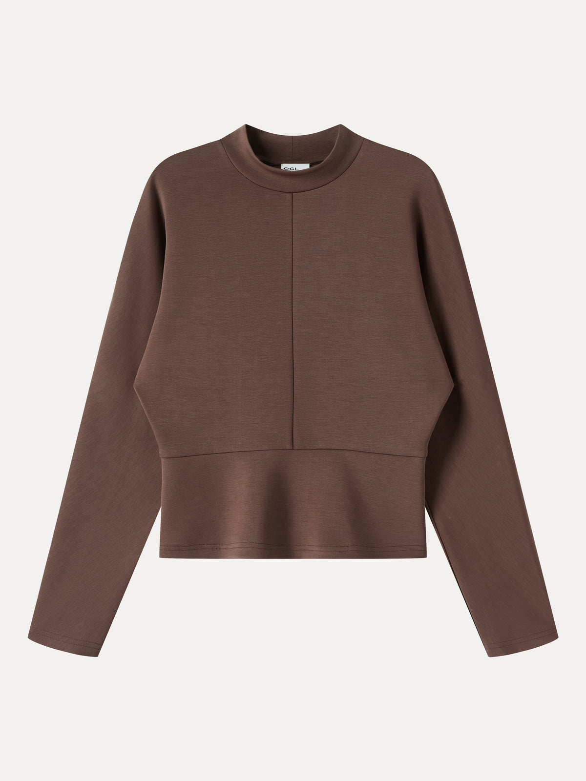 Modal Spacer Knit Mock Neck Batwing Sleeve Banded Hem Top — original photo 8