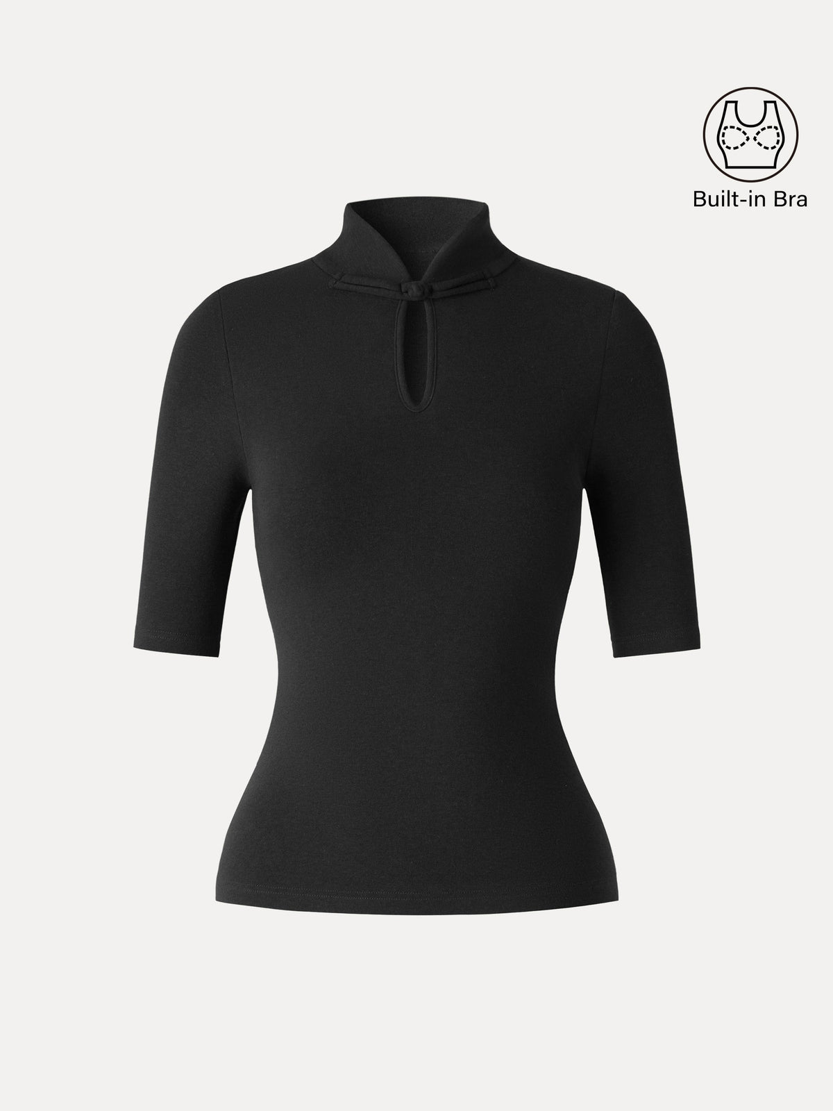 LiteWarm Teardrop Neck Elbow Sleeve Built-In Bra Top — original photo 12