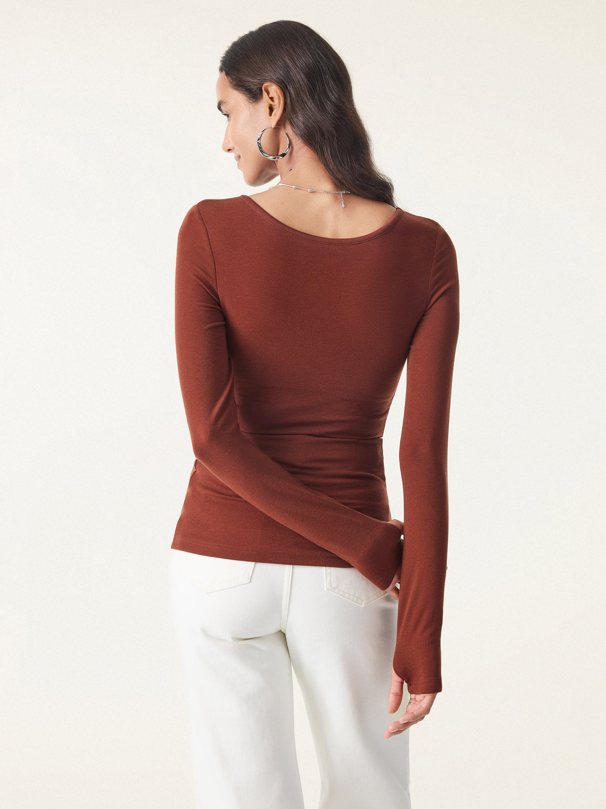 Lyocell Cashmere Scoop Neck Thumbhole Bra Top — original photo 4