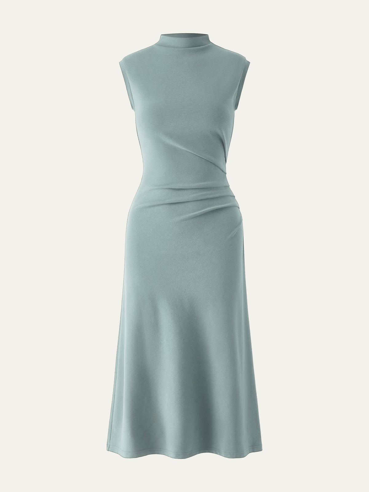 Mockneck Tucks Midi Dress — original photo 6