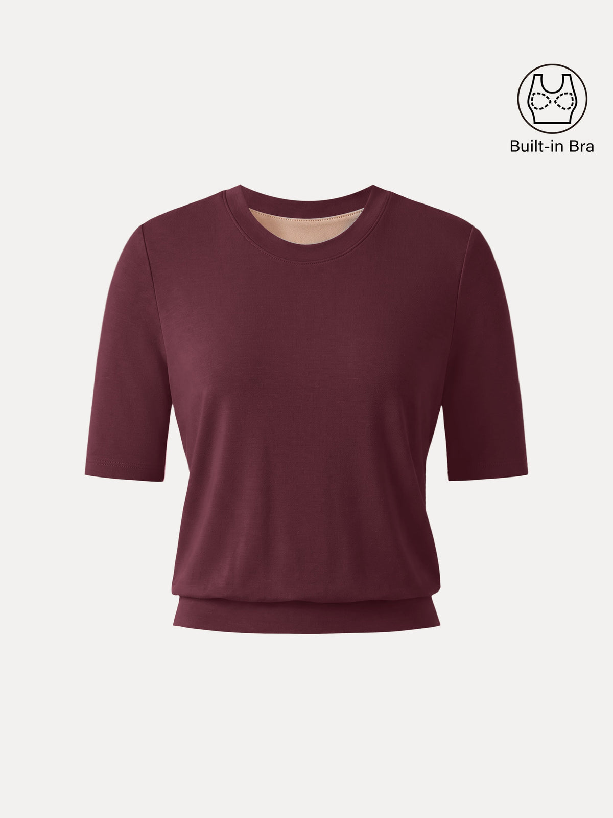 Lyocell Wool Crewneck Built-In Bra Top with Banded Hem — original photo 7