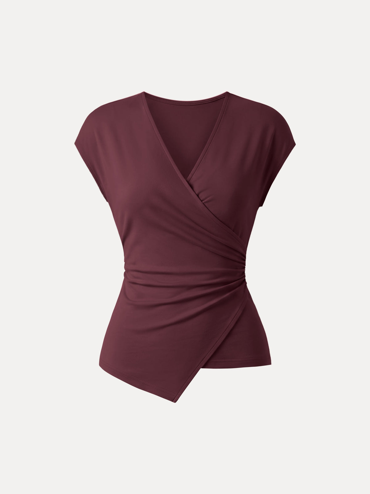 Lyocell Wool Surplice Cap Sleeve Asymmetrical Top — original photo 8