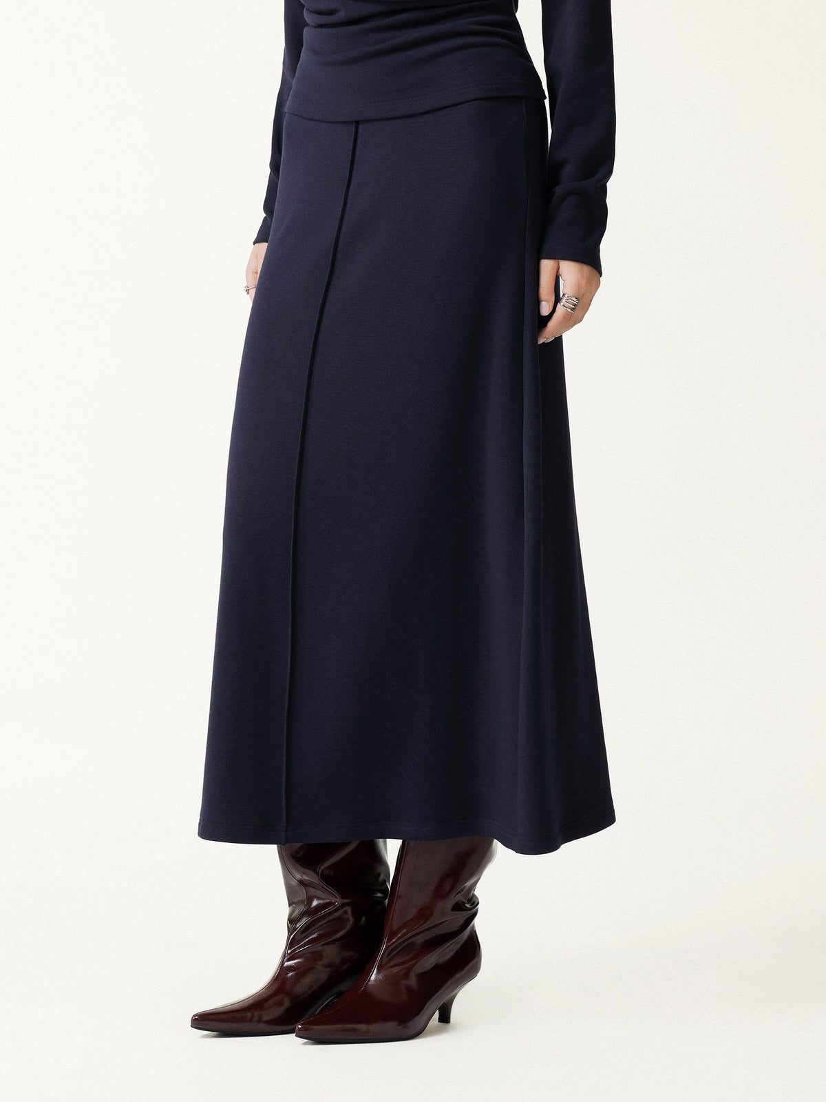 ProWarm Mid-Rise Pintuck A-Line Midi Skirt — original photo 1