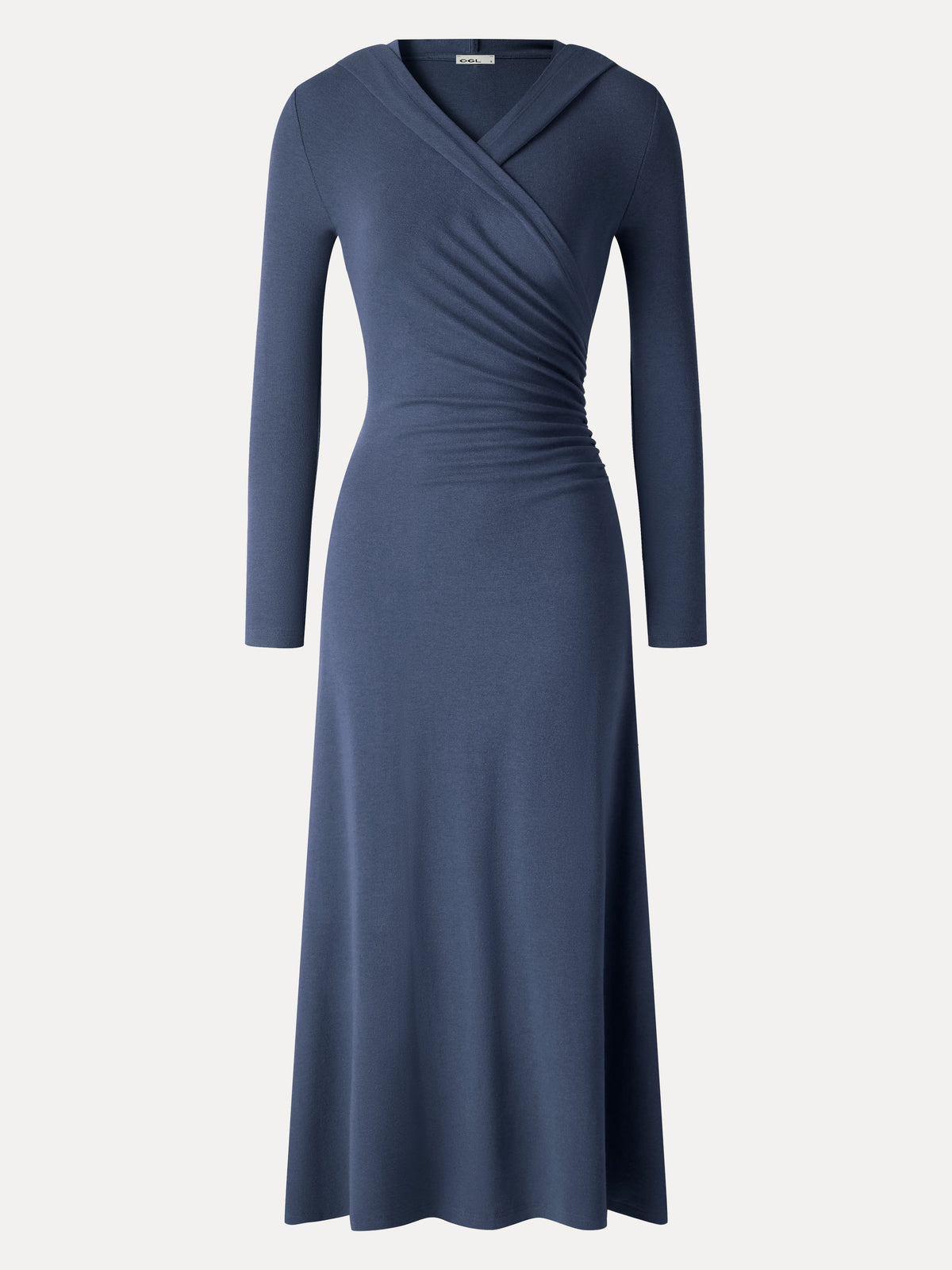 LiteWarm Hooded Surplice Ruched Midi Dress — original photo 8