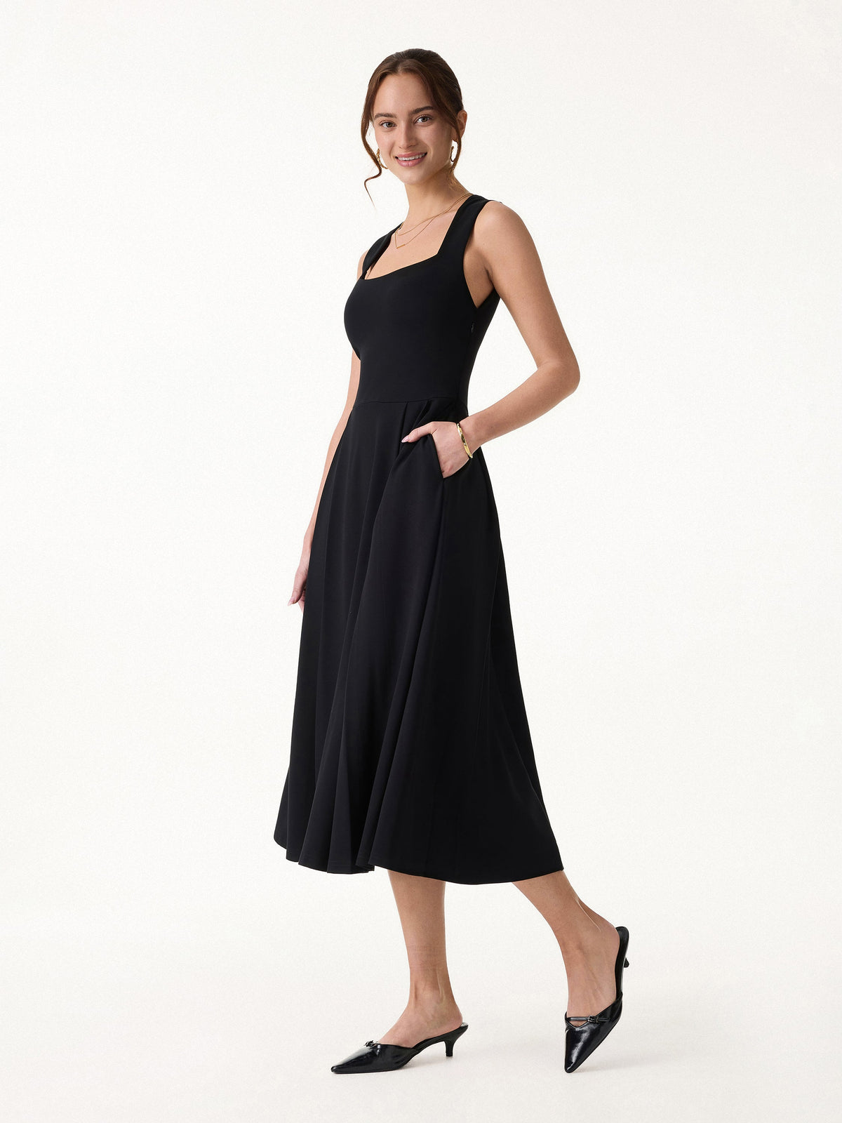 The Anytime Little Black Built-In Bra Dress with Pockets — original photo 2