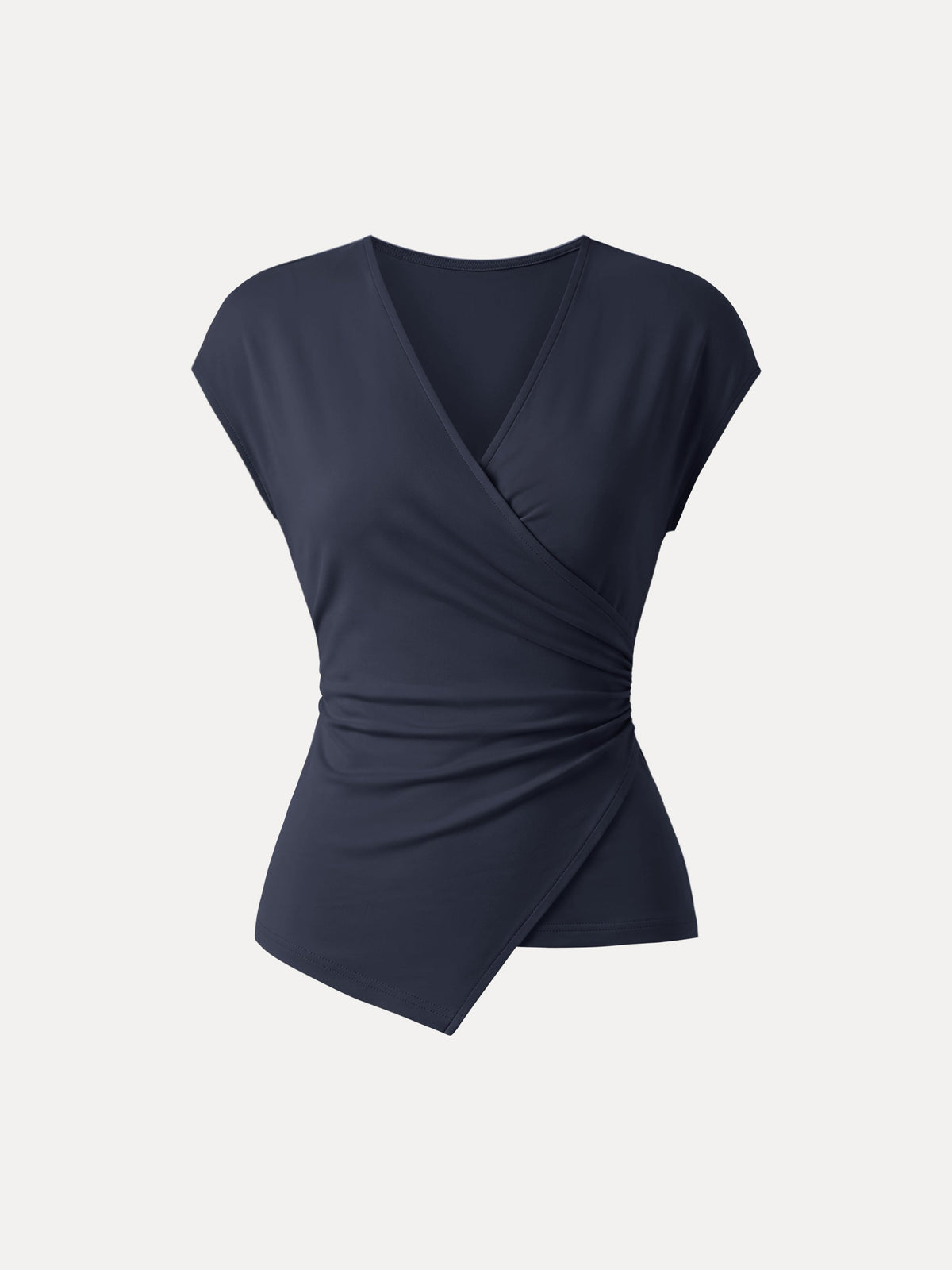 Lyocell Wool Surplice Cap Sleeve Asymmetrical Top — original photo 9