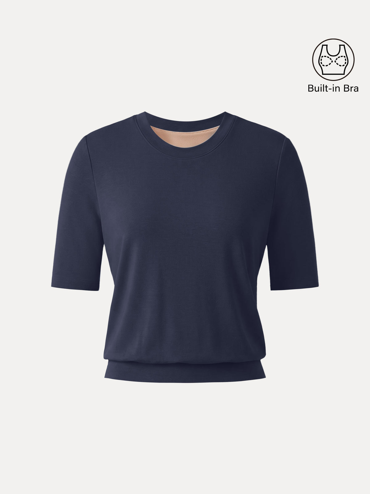 Lyocell Wool Crewneck Built-In Bra Top with Banded Hem — original photo 12