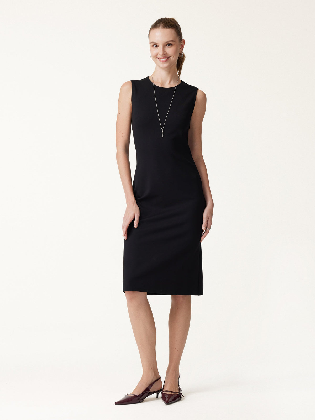 Ponte Round Neck Column Midi Dress — original photo 2