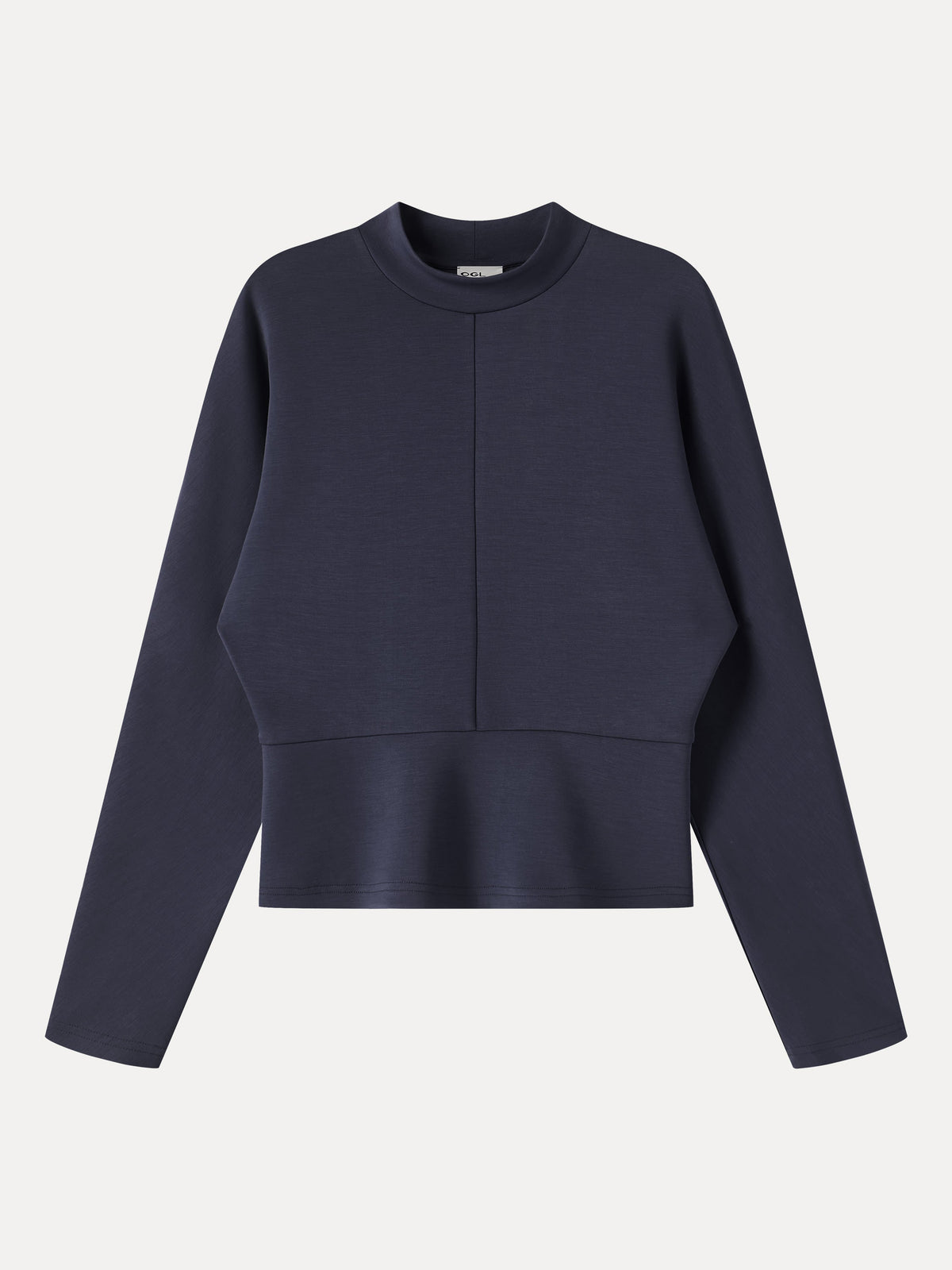 Modal Spacer Knit Mock Neck Batwing Sleeve Banded Hem Top — original photo 9